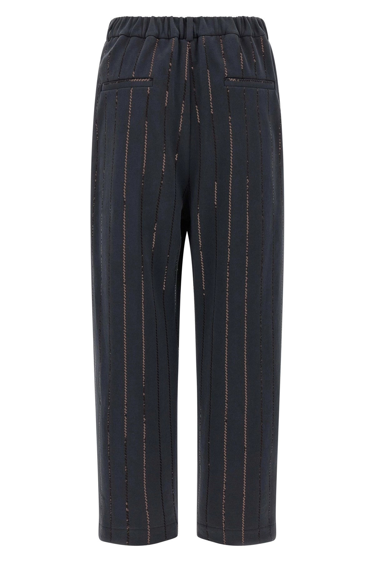 Brunello Cucinelli Women 'Dazzling Chalk Stripe Embroidery' Joggers - 2