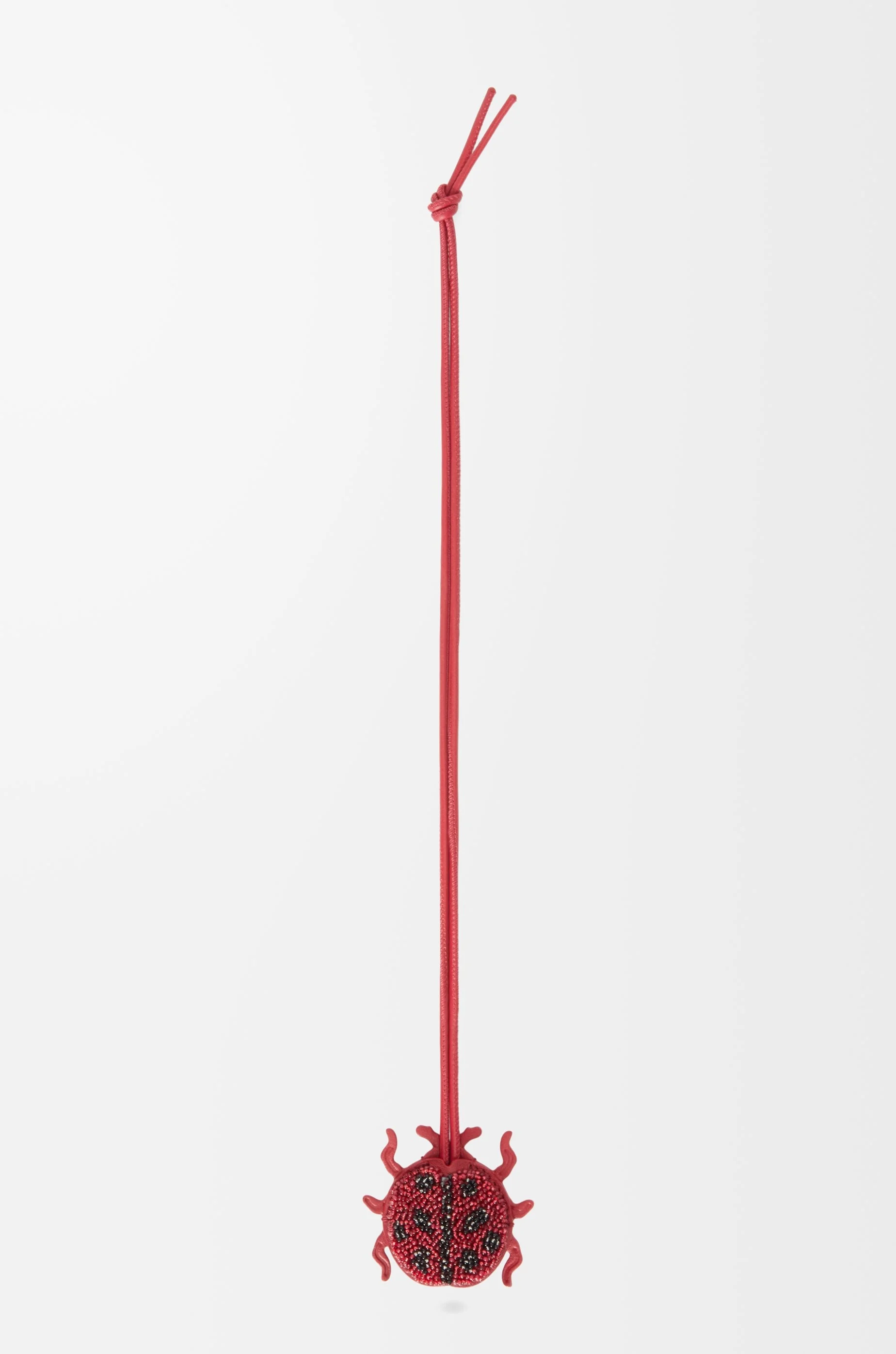 Ladybug keyfob charm in beaded leather - 1