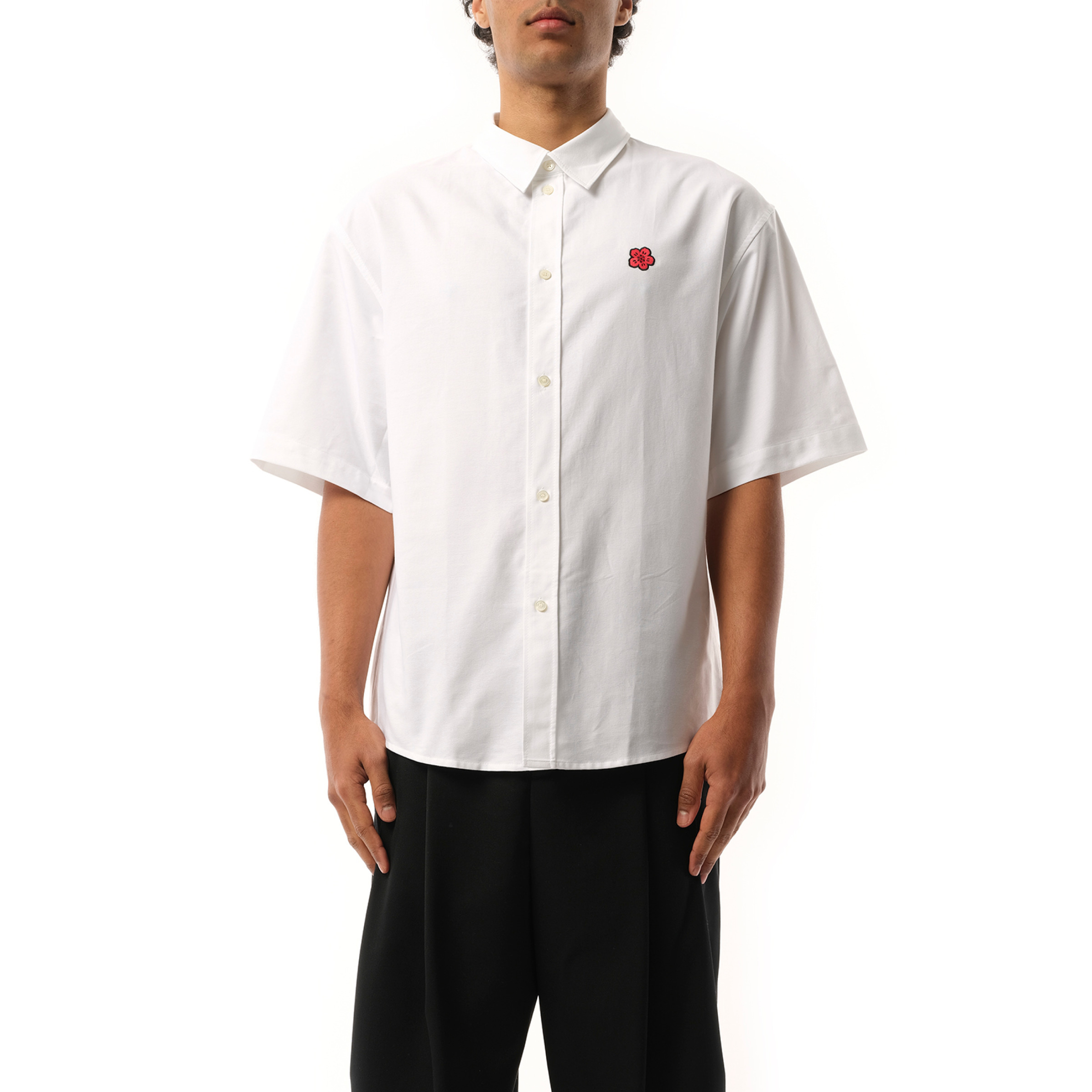 KENZO Boke Flower Crest Short Sleeve Shirt in White | marais