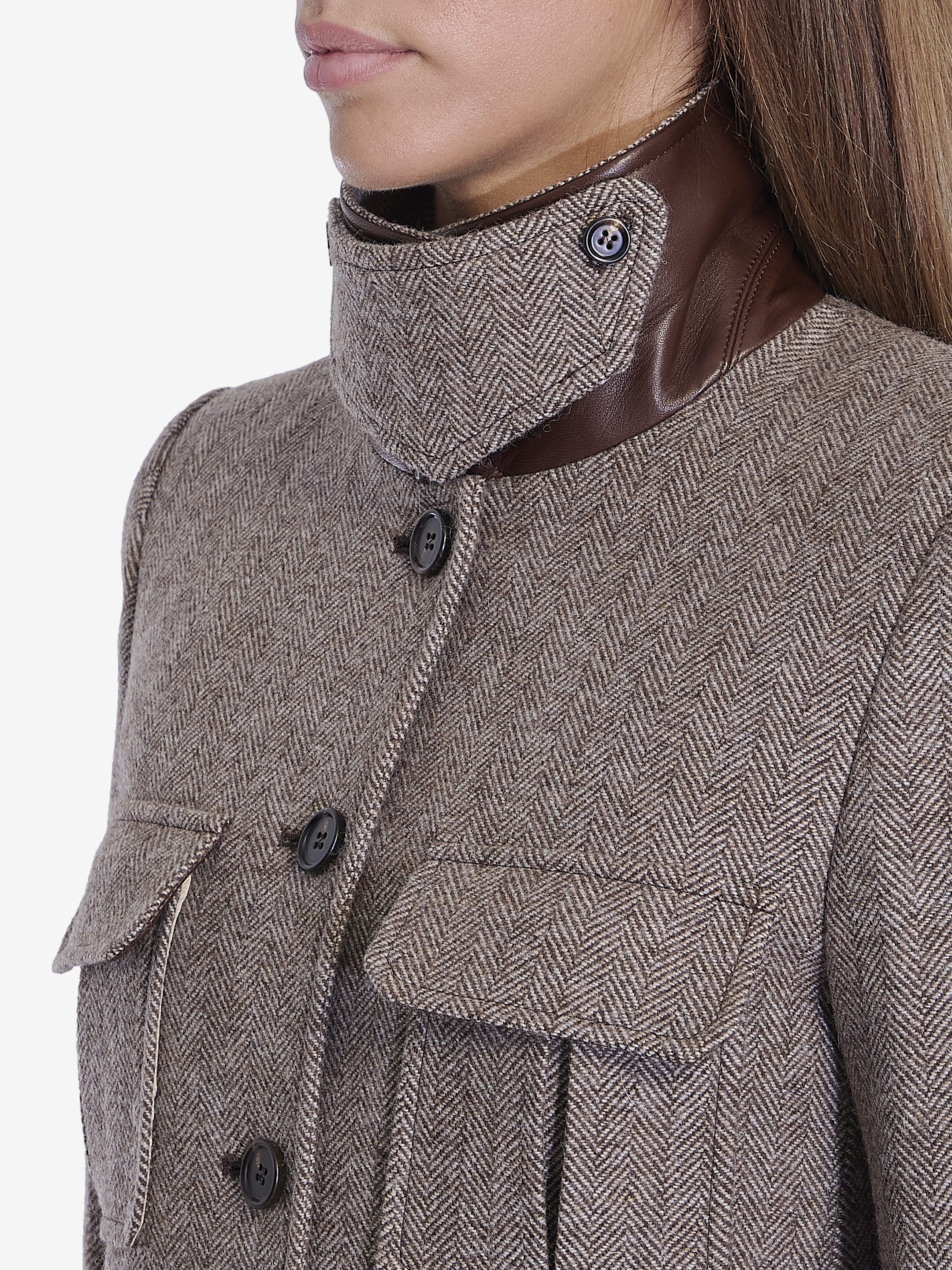 CHLOE | HERRINGBONE WOOL LONG OFFICER JACKET ジャケット Chloé Long Officer Jacket In Herringbone Wool | Chloé US