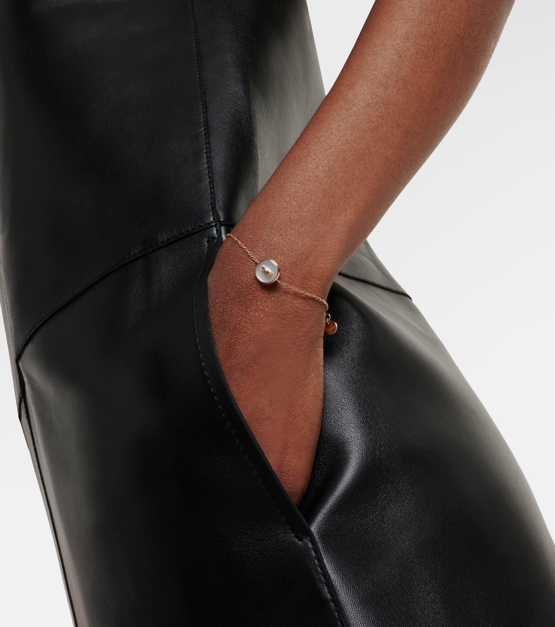 Pom Pom Dot 18kt rose gold chain bracelet with white diamonds and mother of pearl - 3