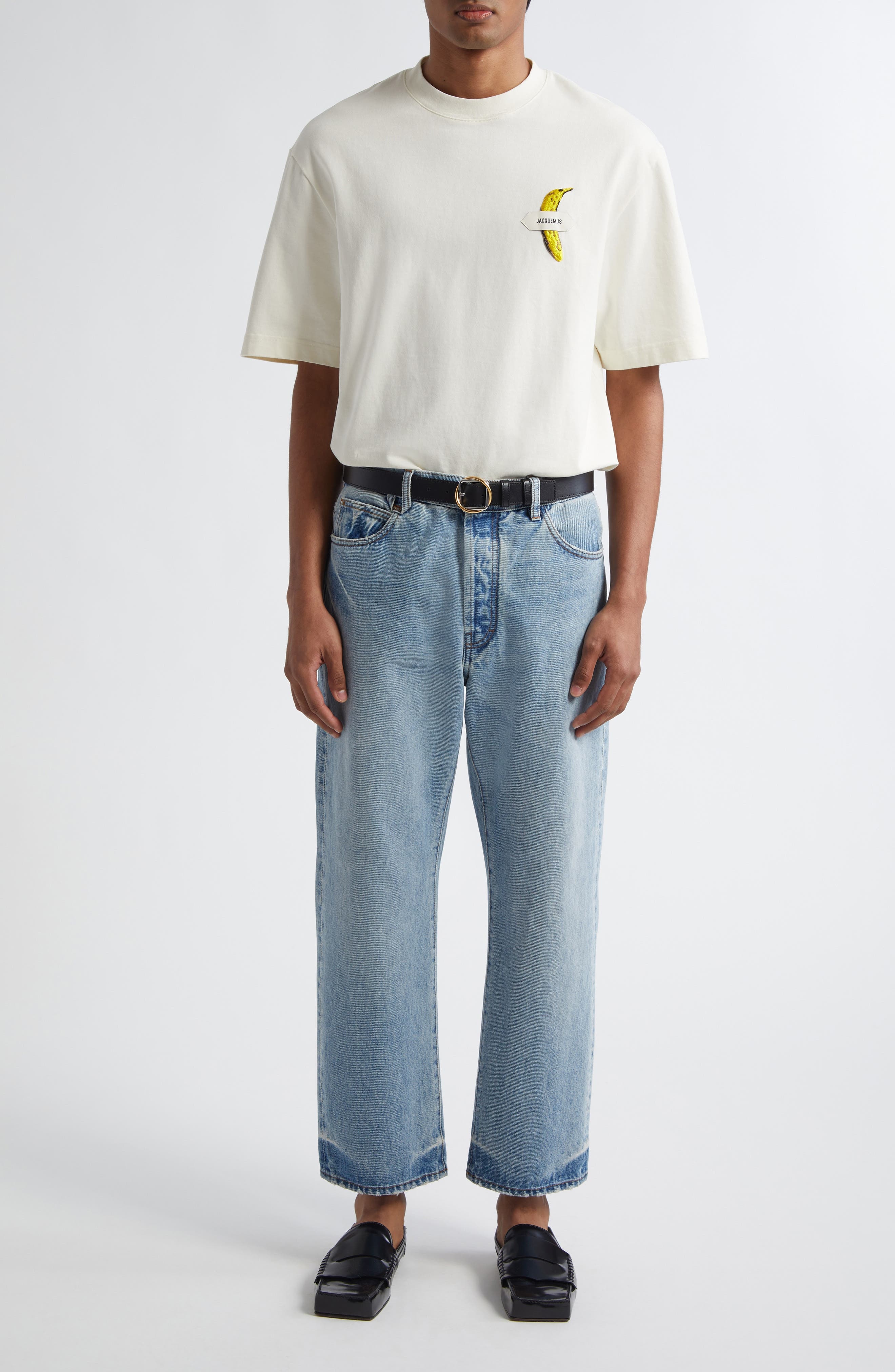 Jacquemus Le De-Nîmes Venice Straight Leg Jeans in Blue/Tabac at Nordstrom - 2