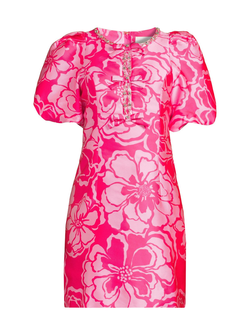 Women's Britnee Beaded Jacquard Shift Dress - Parigi Pink Go Big Satin 1