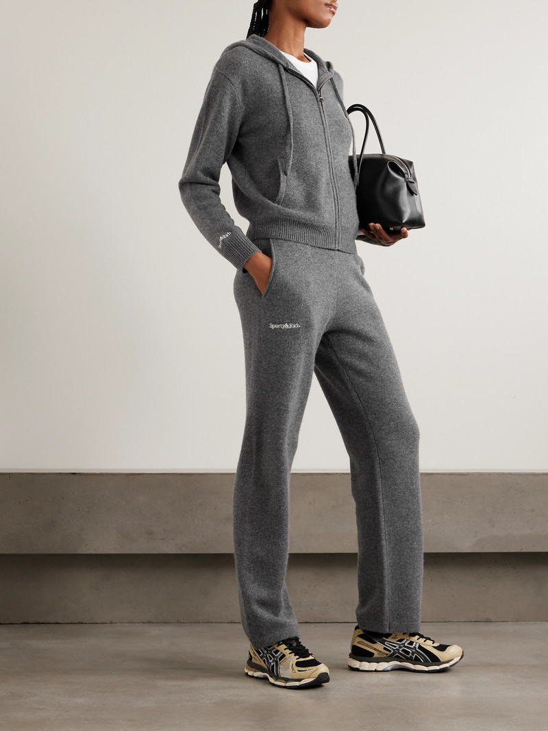 Sporty & Rich + '47 And New York Yankees Embroidered Cashmere And Wool-blend Track Pants outlook