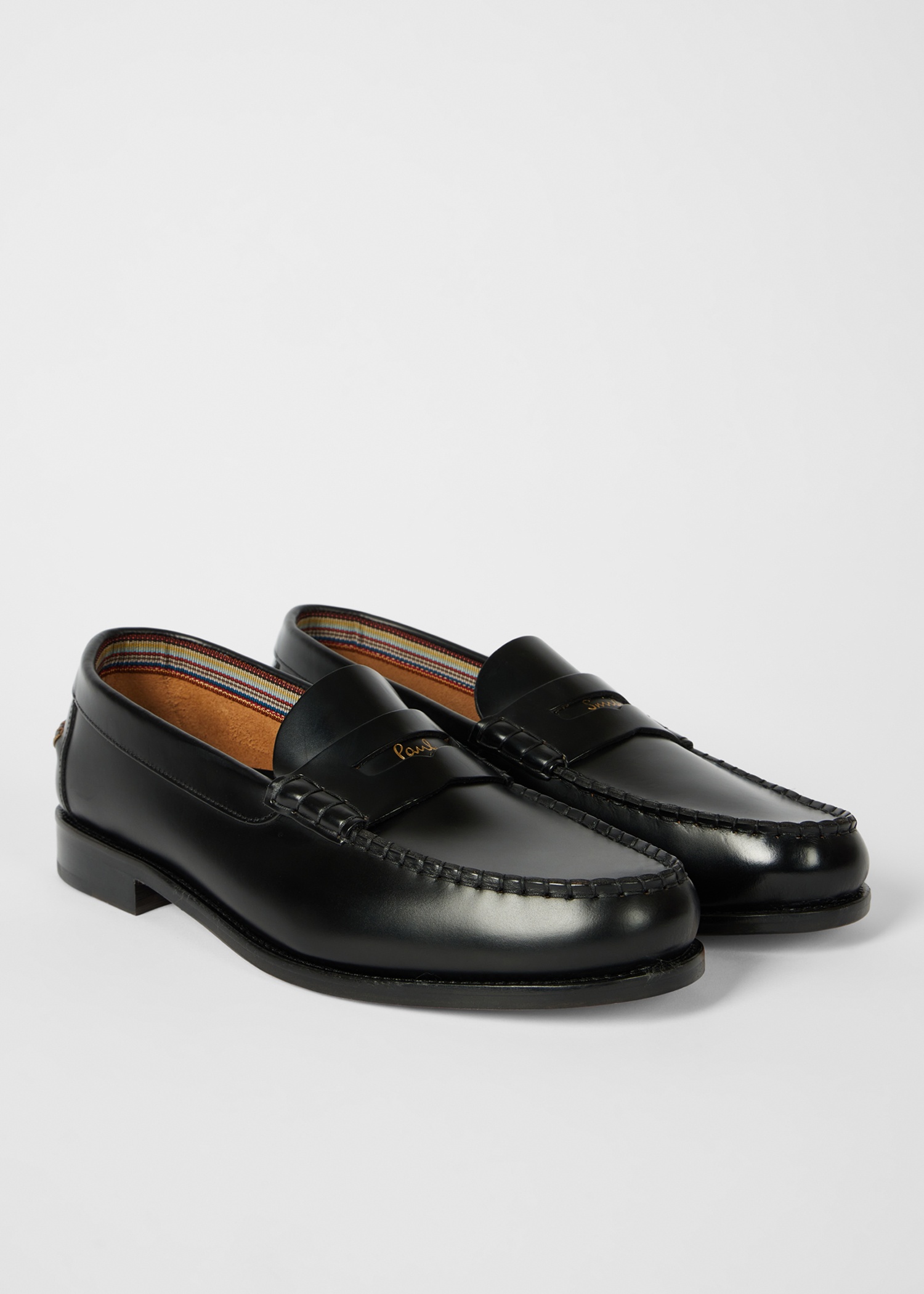Tonal Black Leather 'Lido' Loafers - 4