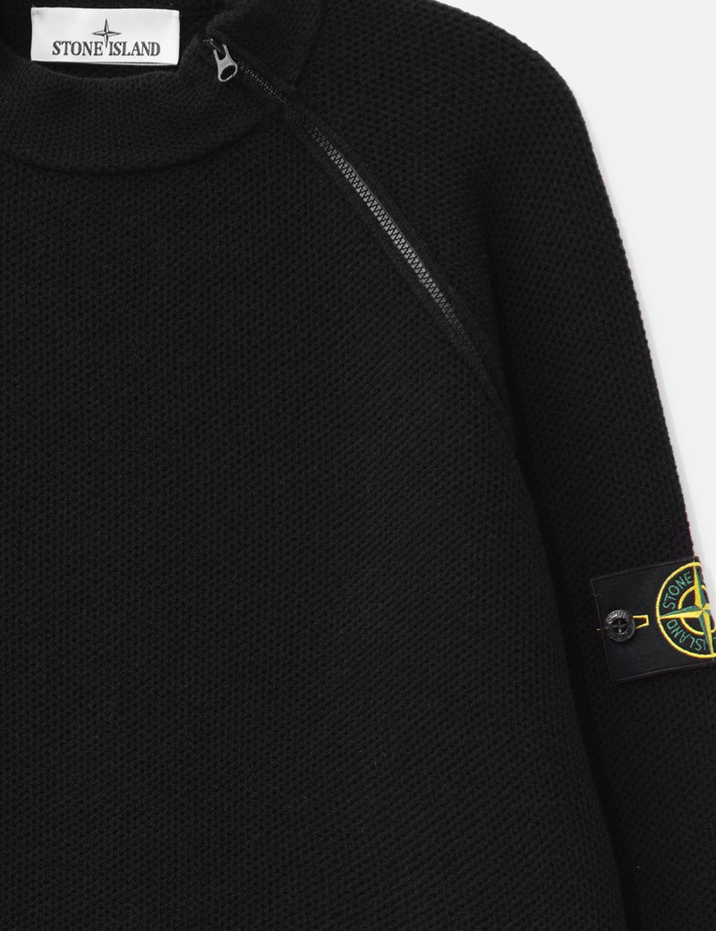STRETCH RWSA WOOL MOCK NECK JUMPER WITH DIAGONAL ZIP 6