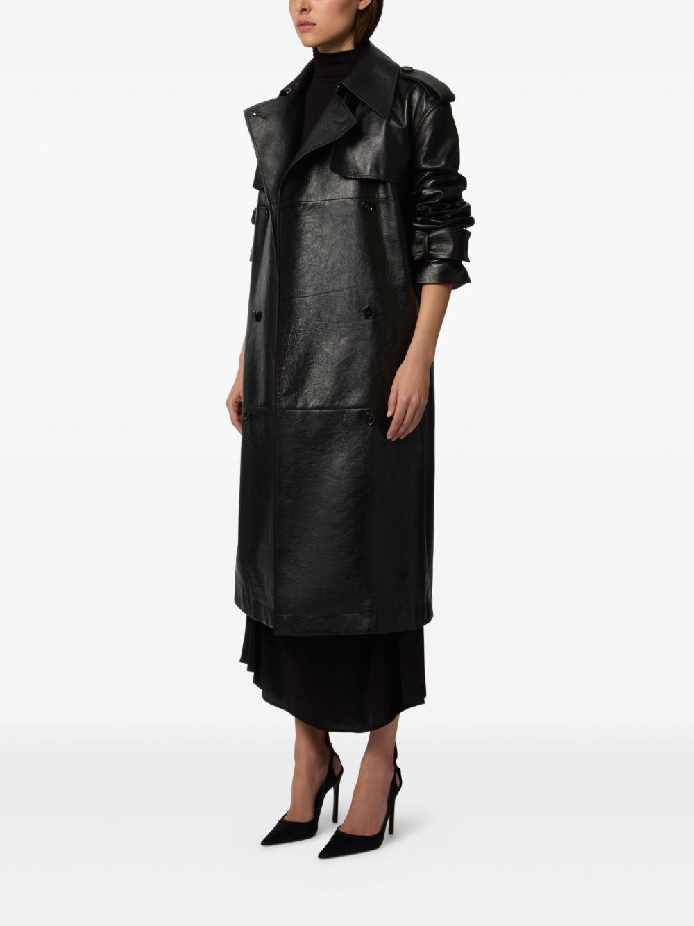 leather trench coat - 3