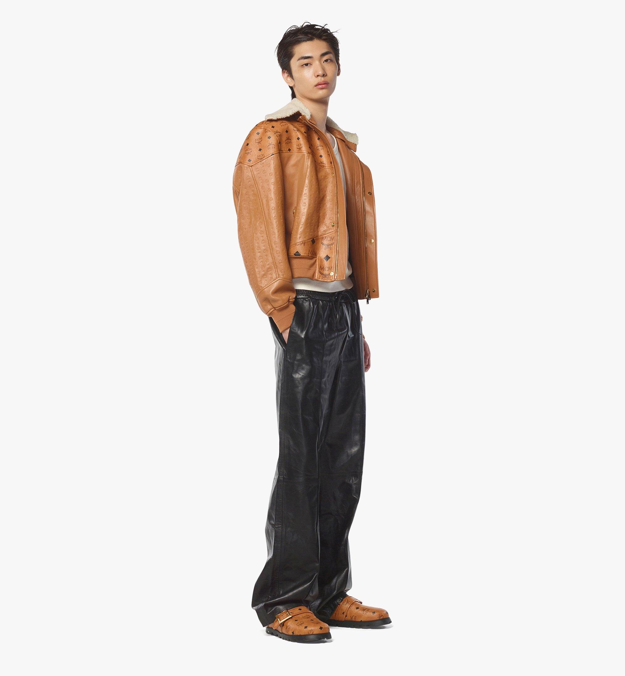 Black Label Shearling Bomber Jacket in Visetos Leather Mix - 4