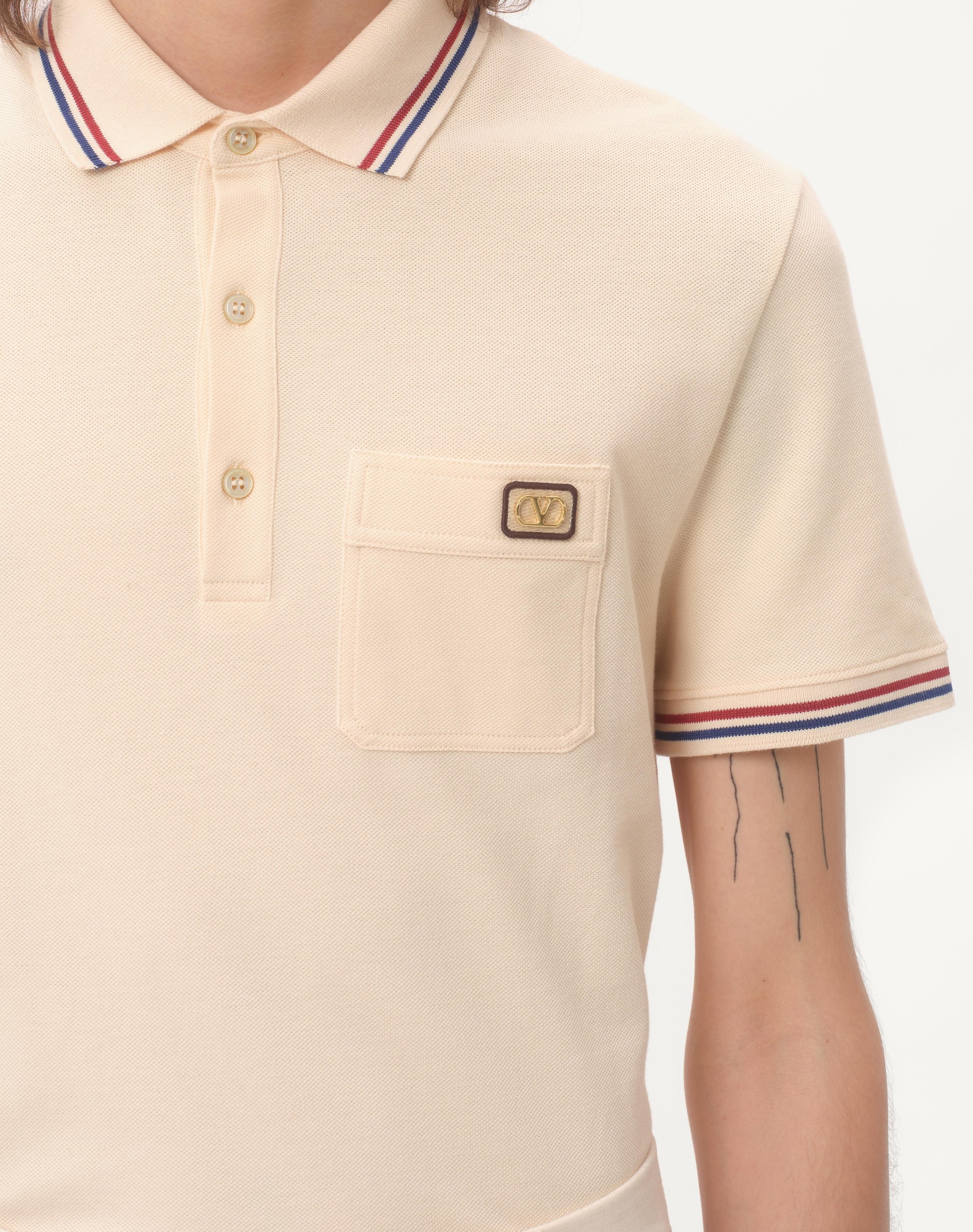 COTTON PIQUÉ POLO SHIRT WITH VLOGO PATCH - 4