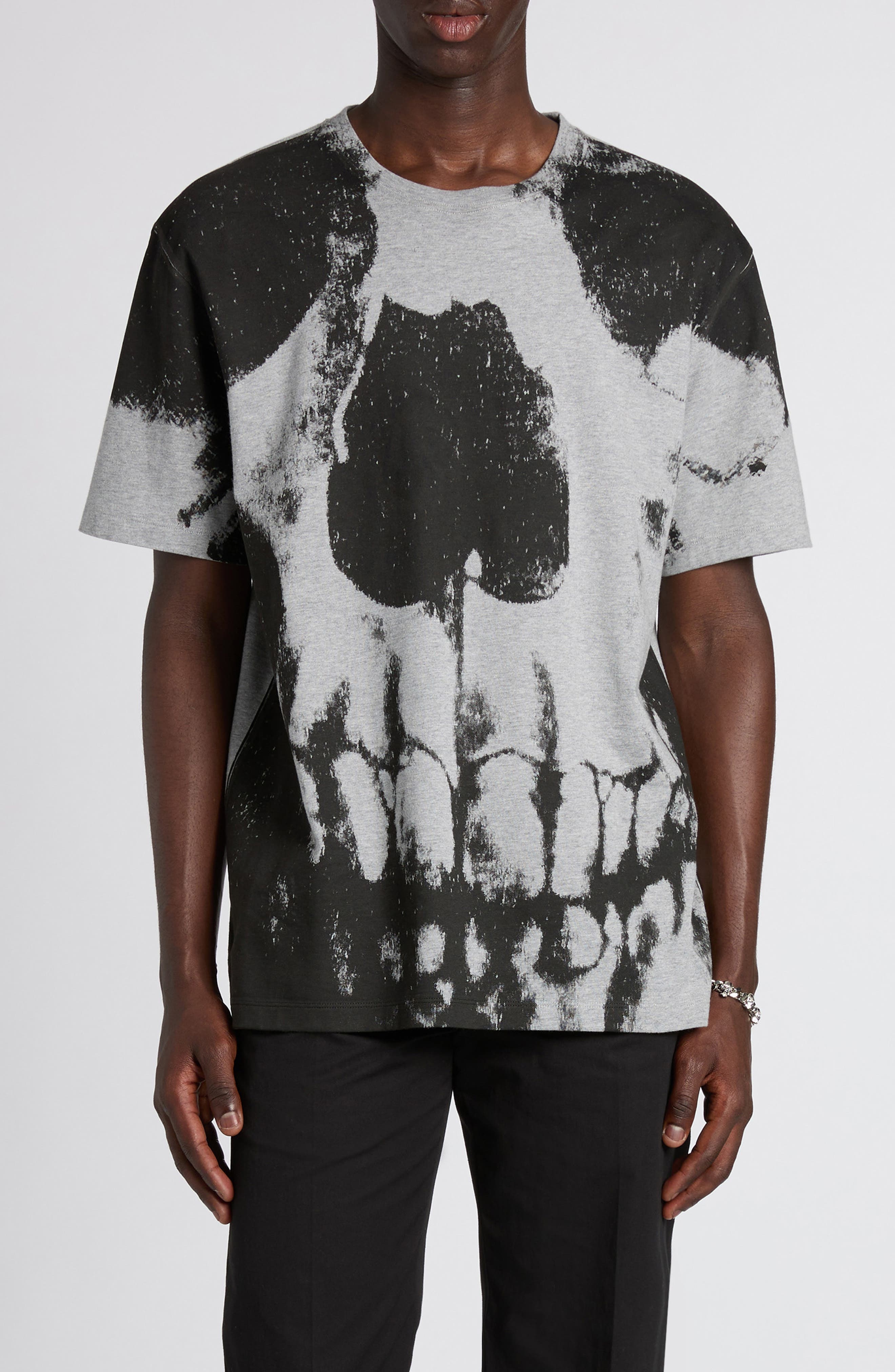 McQueen Skull Print Graphic T-Shirt in Grey/Grey at Nordstrom - 1