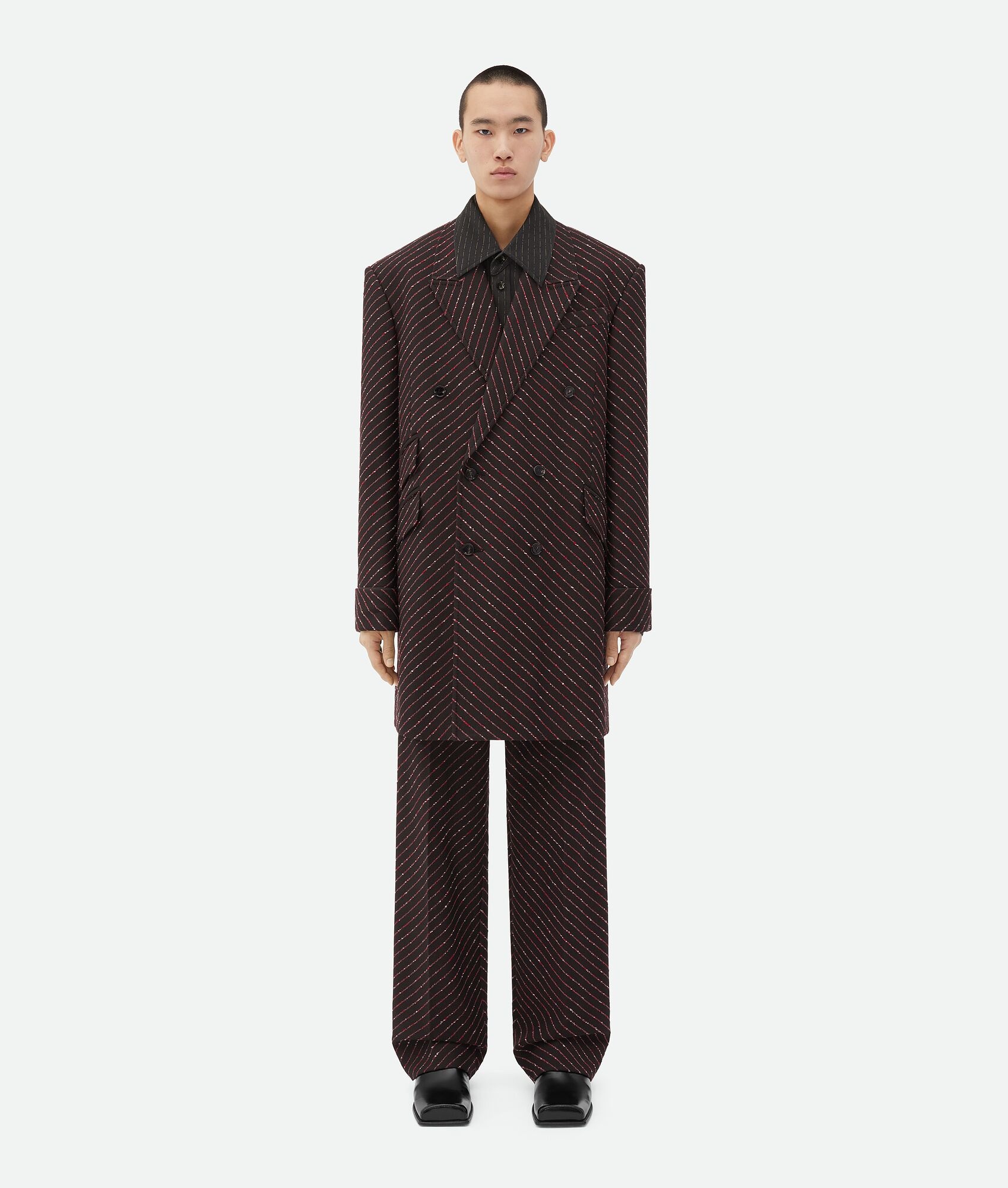 Diagonal Boucle Pinstripe Coat - 4