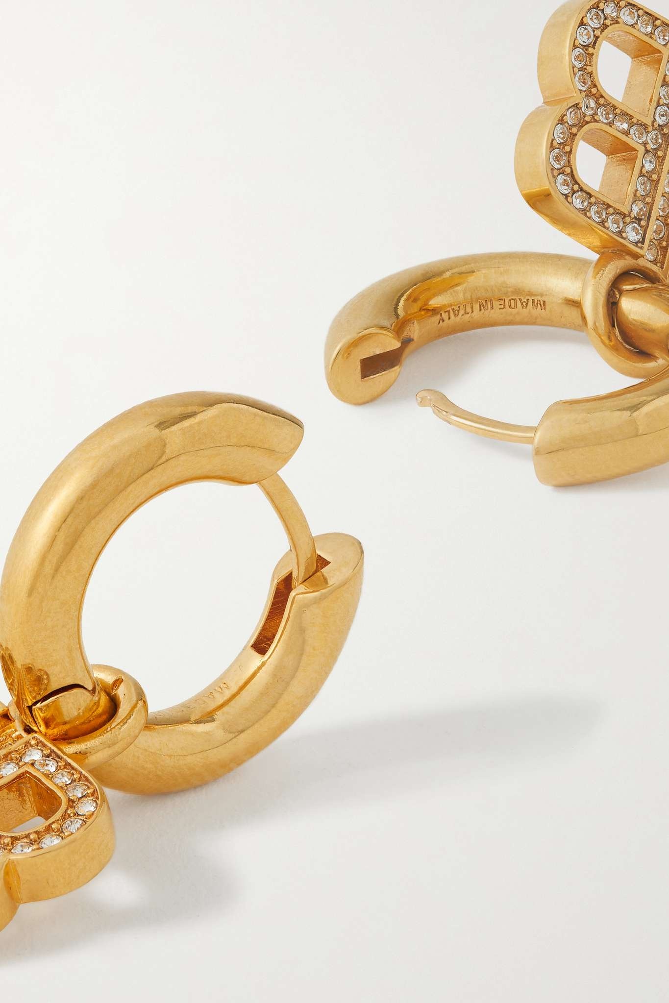 Gold-tone crystal hoop earrings - 3
