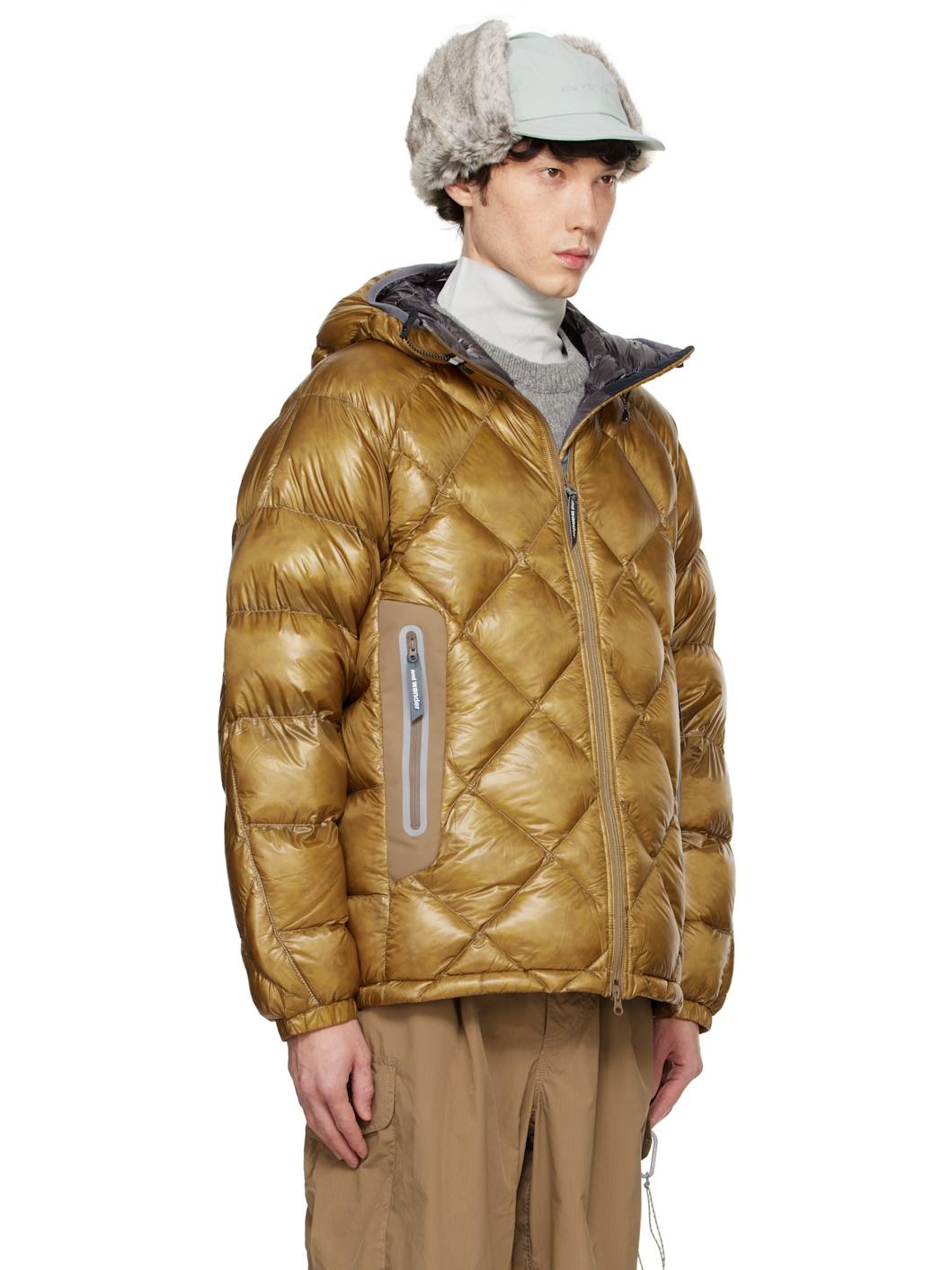 Brown Diamond Stitch Down Jacket - 2