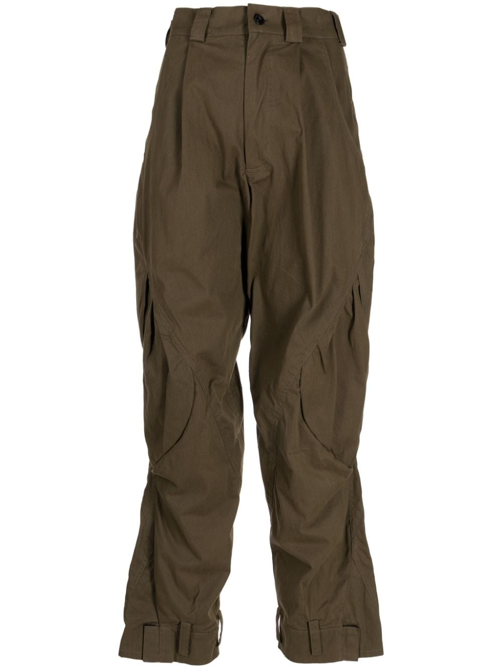 draped cotton-blend tapered trousers - 1