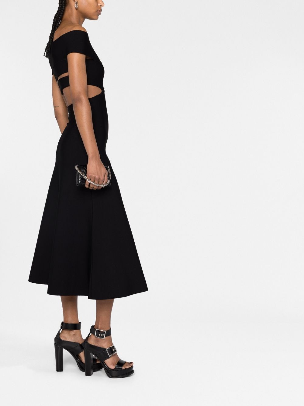 off-shoulder flared midi dress - 4