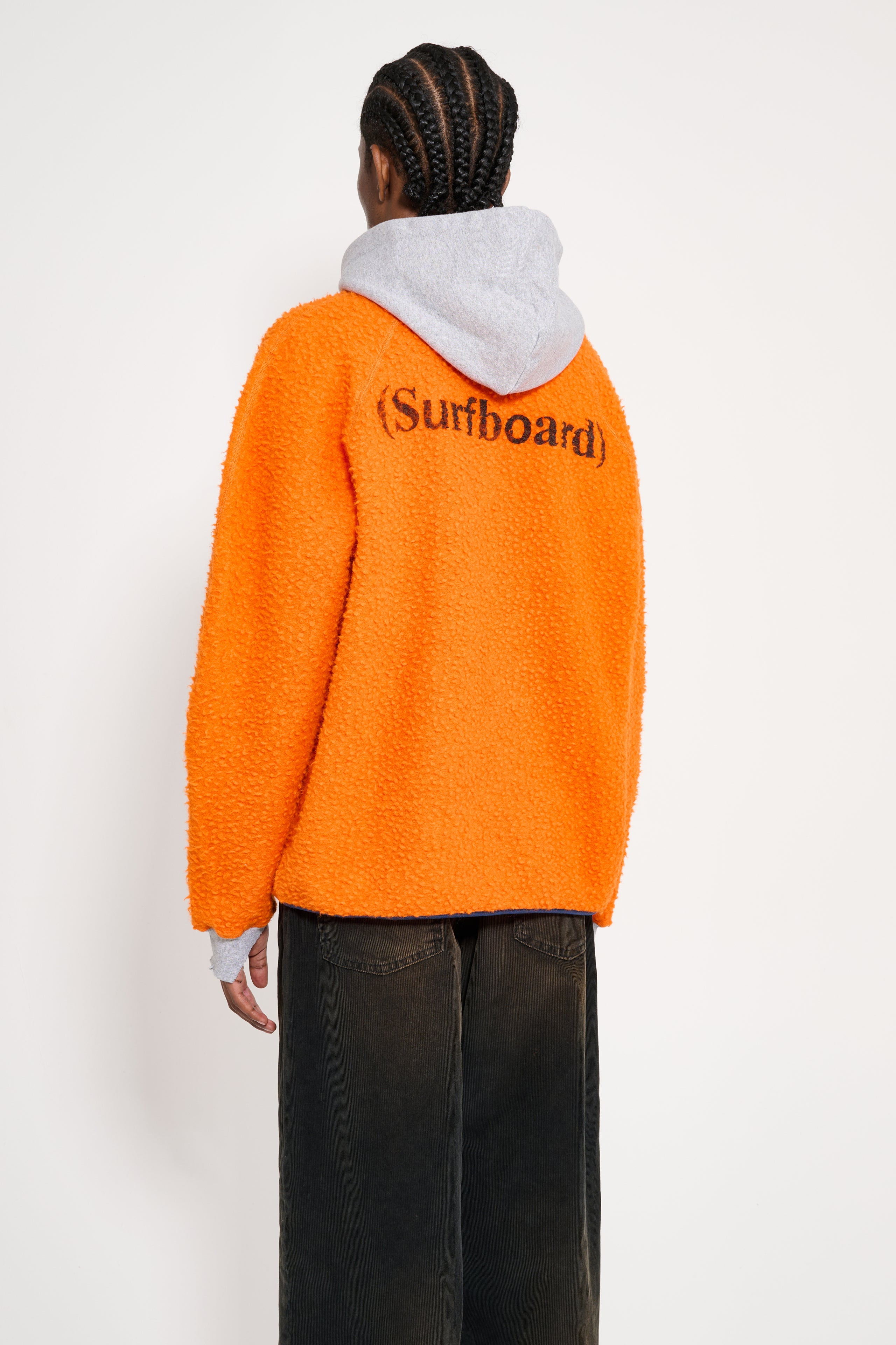 STOCKHOLM SURFBOARD WOOL PILE HOODIE ORANGE - 3