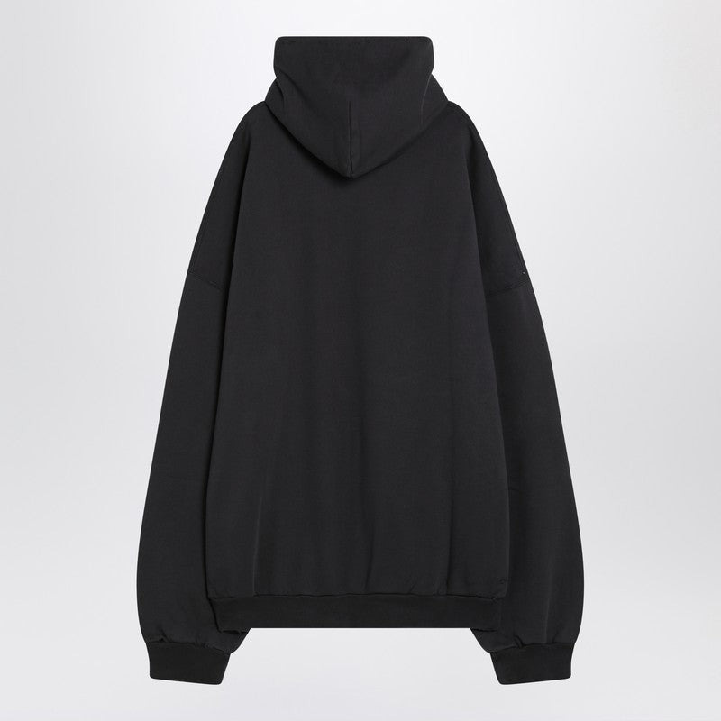 Balenciaga Optical Black Washed Oversized Hoodie Women - 2