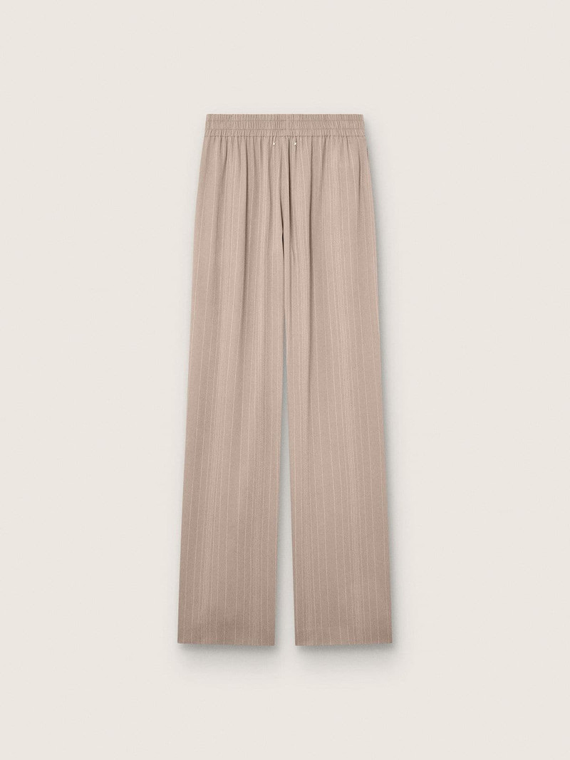 Golden Goose Women's pants in gray wool blend with pinstripe motif and elasticated waist outlook