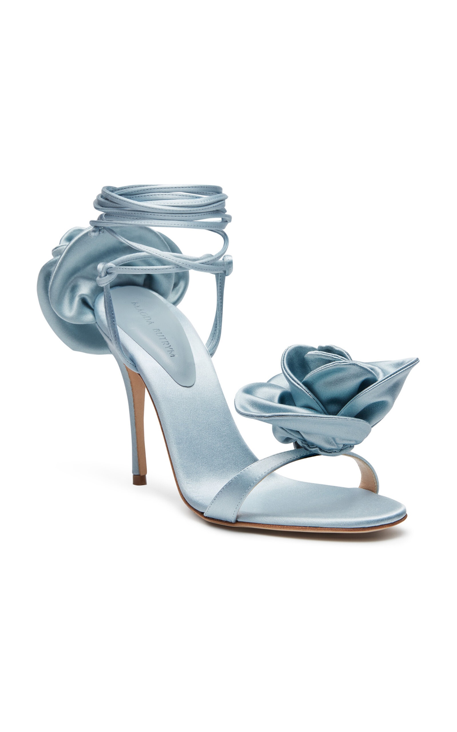 Flower Satin Sandals blue - 4