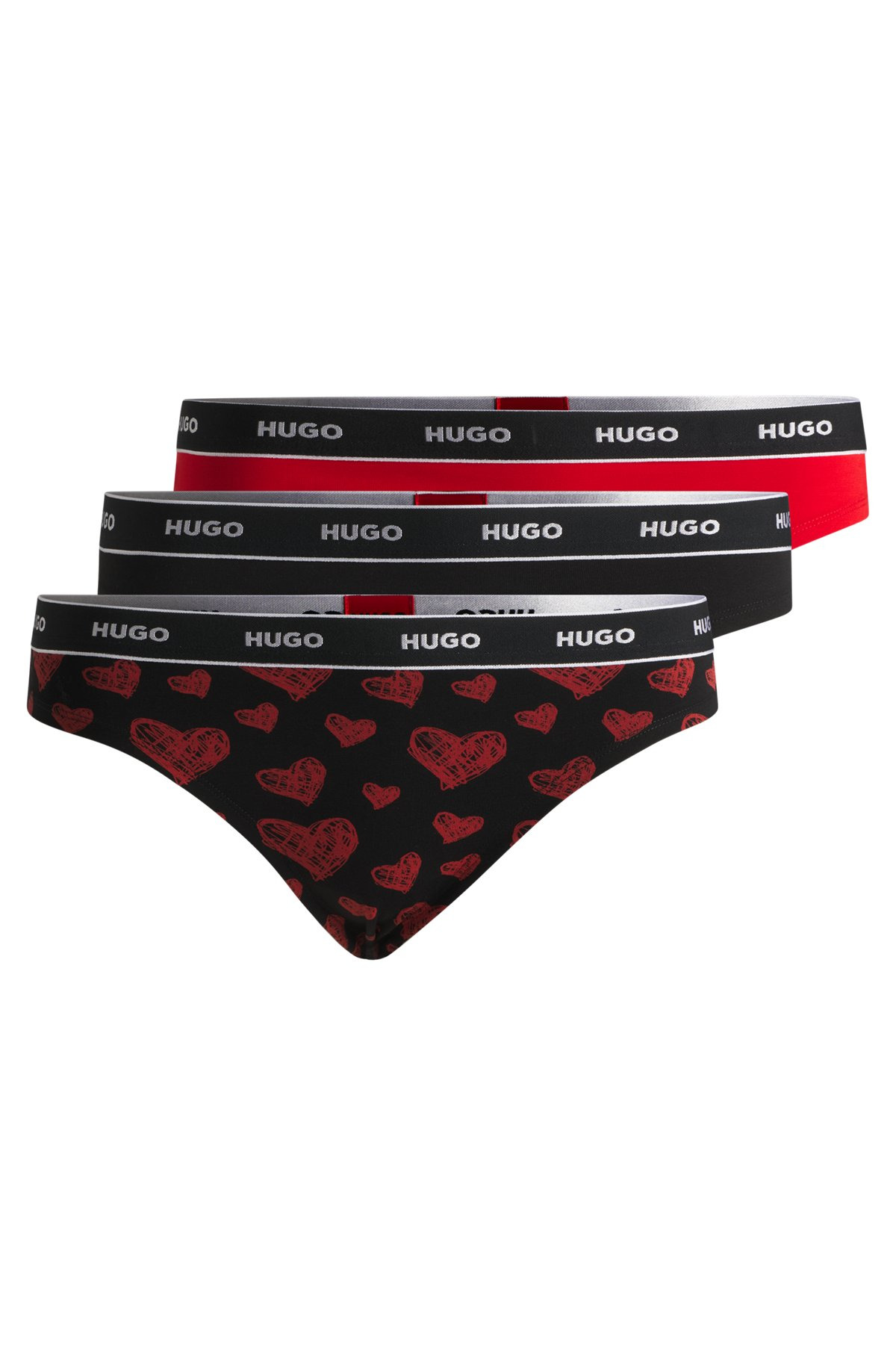 THREE-PACK OF STRETCH-COTTON THONGS WITH LOGO WAISTBANDS - 1