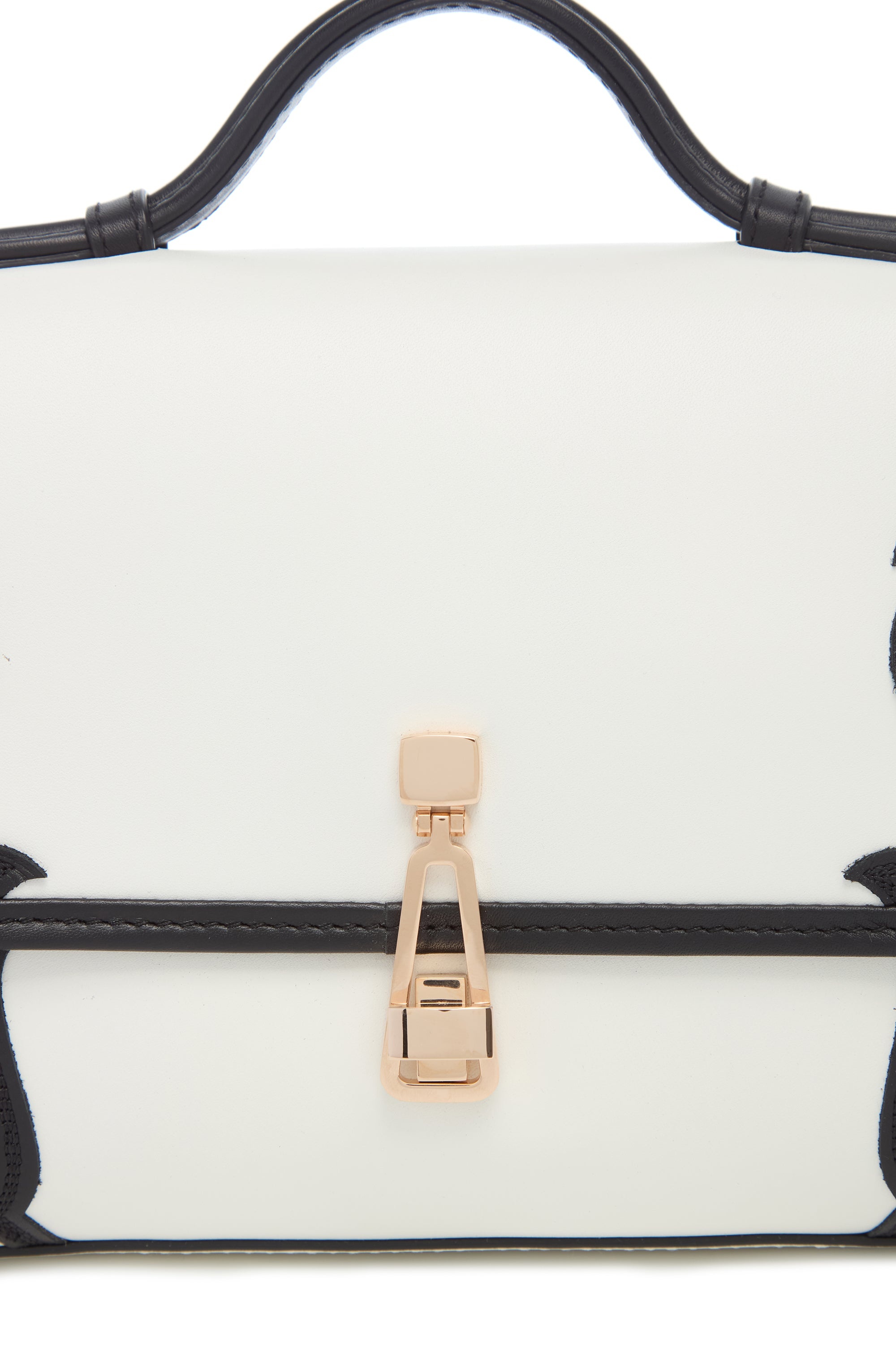 Small Leonora Western Flap Bag in Black & Ivory Leather - 5