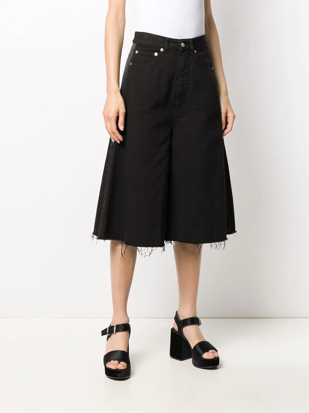 raw hem denim skirt - 3