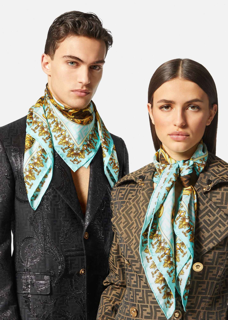 Fendace Gold Baroque Silk Foulard 3