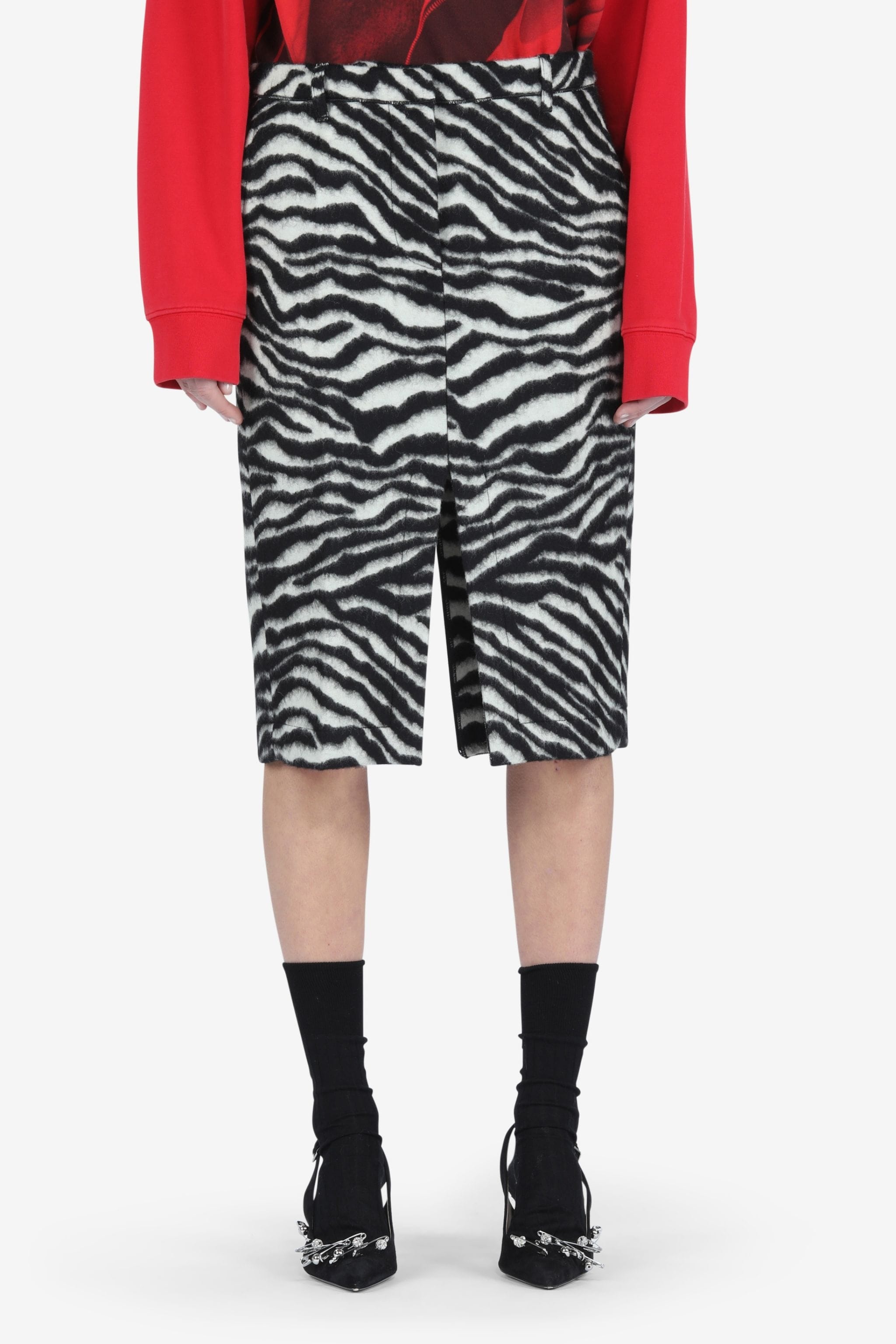 ZEBRA-PRINT PENCIL SKIRT - 1