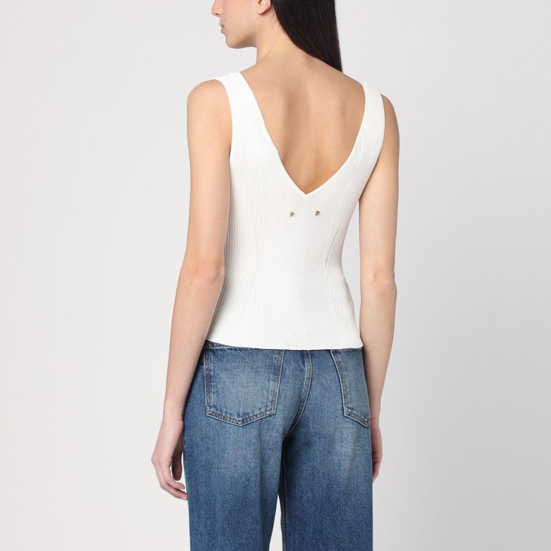 Golden Goose Ribbed Ivory Tank Top Women - 2