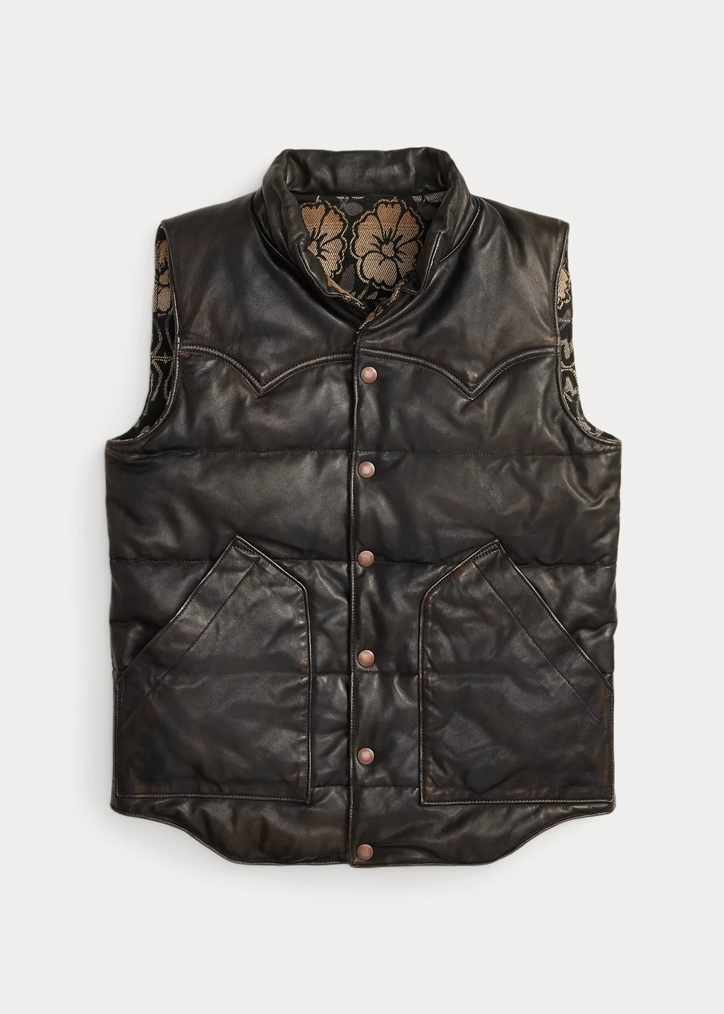 Reversible Leather-Jacquard Vest - 1