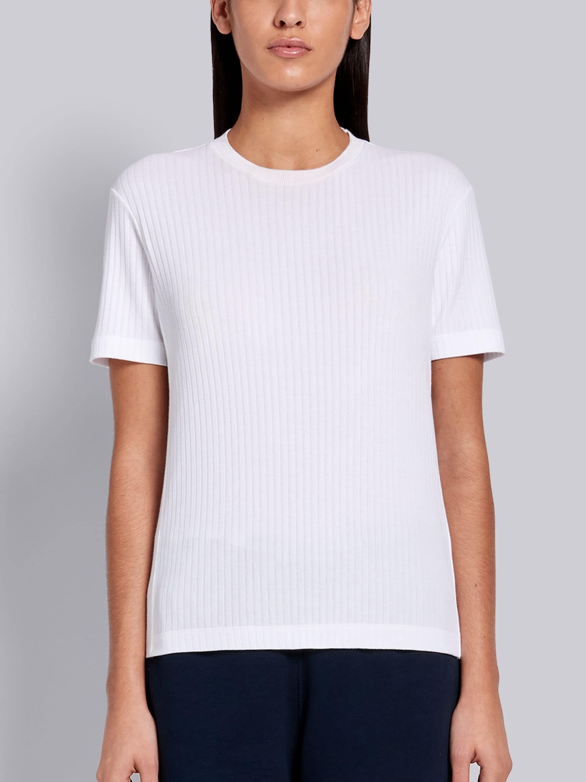 White High Twisted Rib Side Insert 4-Bar T-shirt - 1