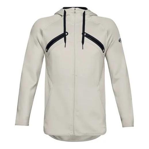 Men's Under Armour Curry Stealth Basketball Sports Hooded Jacket White 1356996-110 - 1