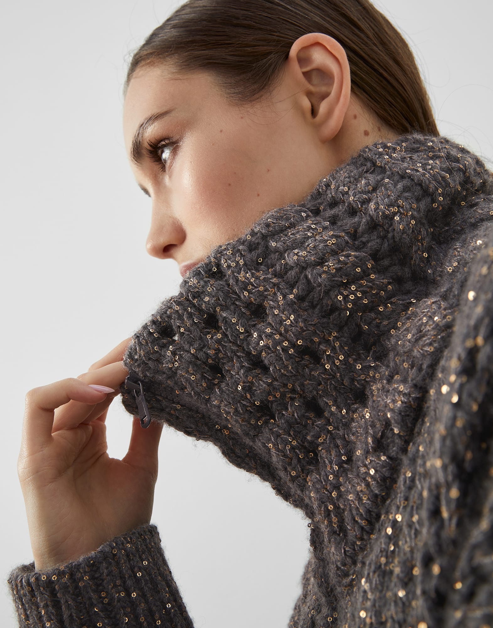 Dazzling Irish Cables long cardigan in cashmere Feather yarn - 3