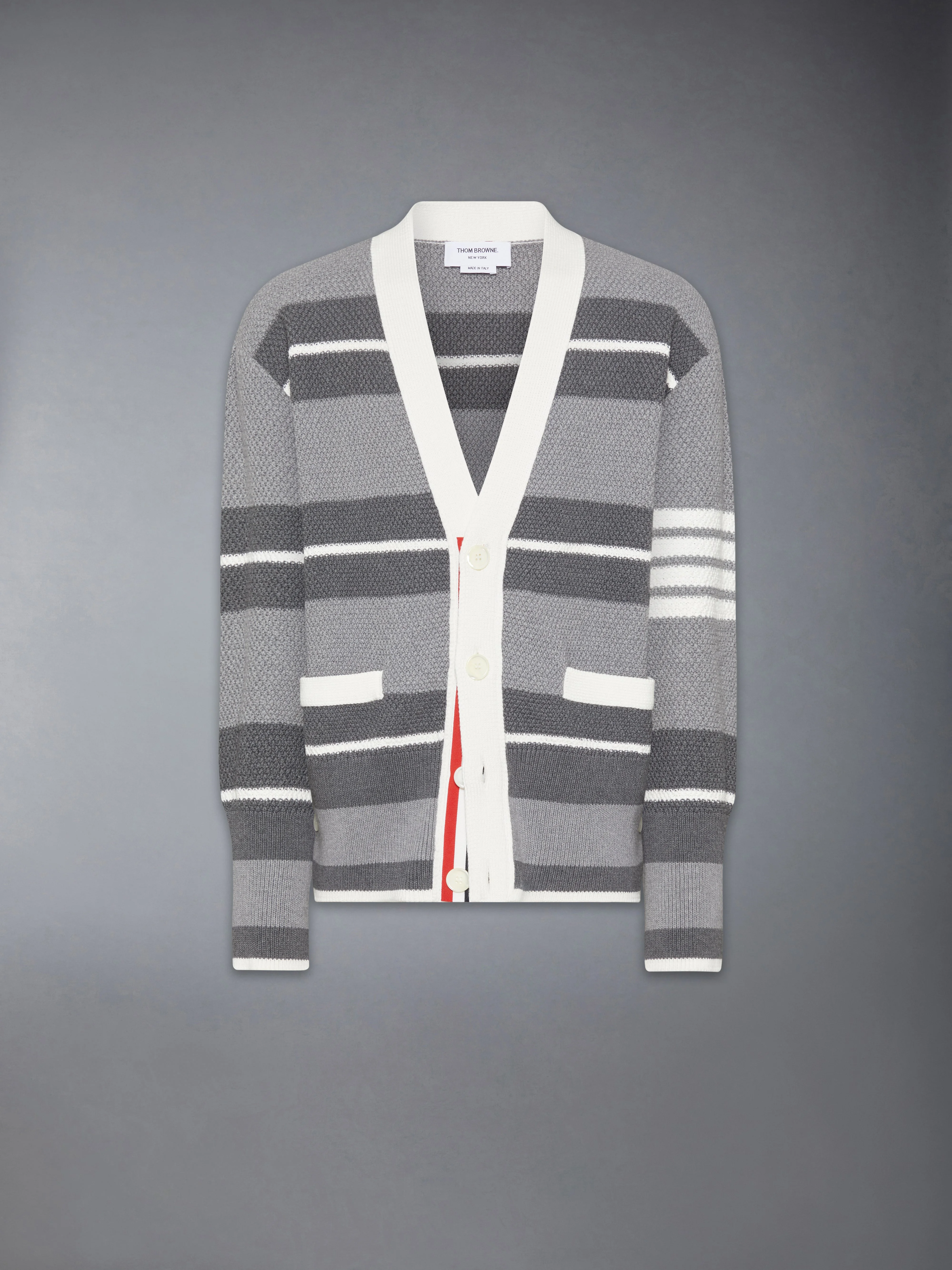 SEED STITCH 4-BAR CARDIGAN - 1