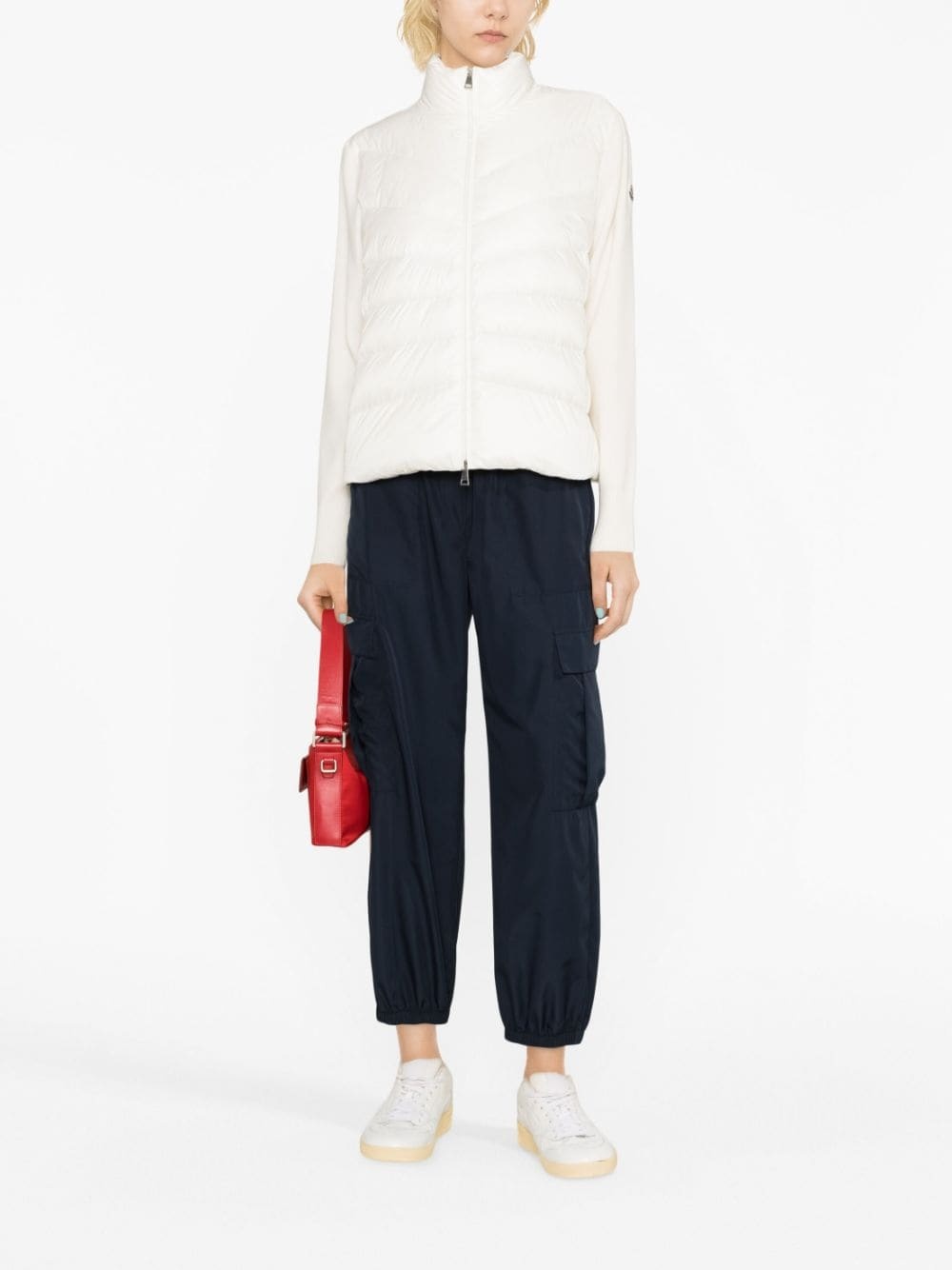 knitted-panel puffer jacket - 2