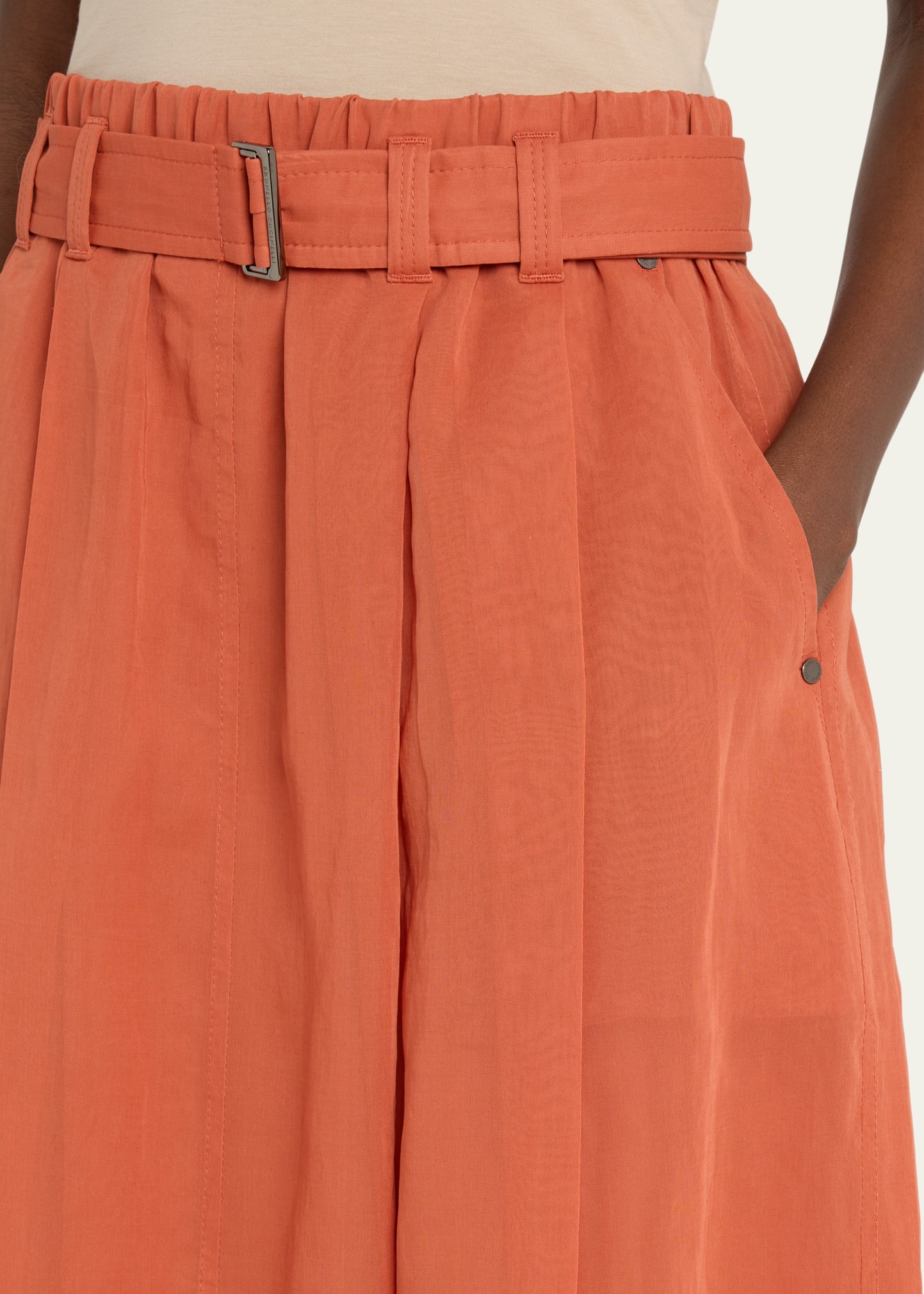 Belted Cotton Gauze Midi Skirt - 5