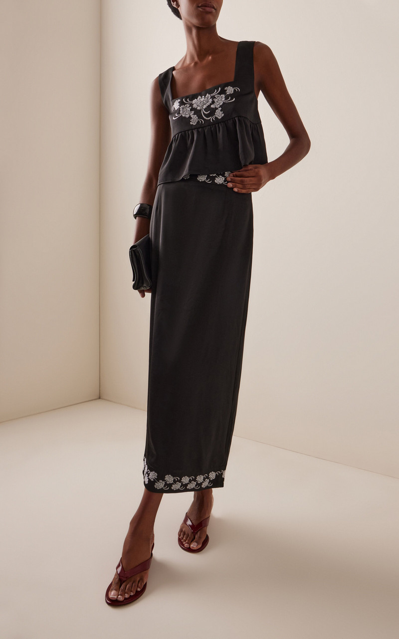 CIAO LUCIA! Elly Satin Midi Skirt black outlook