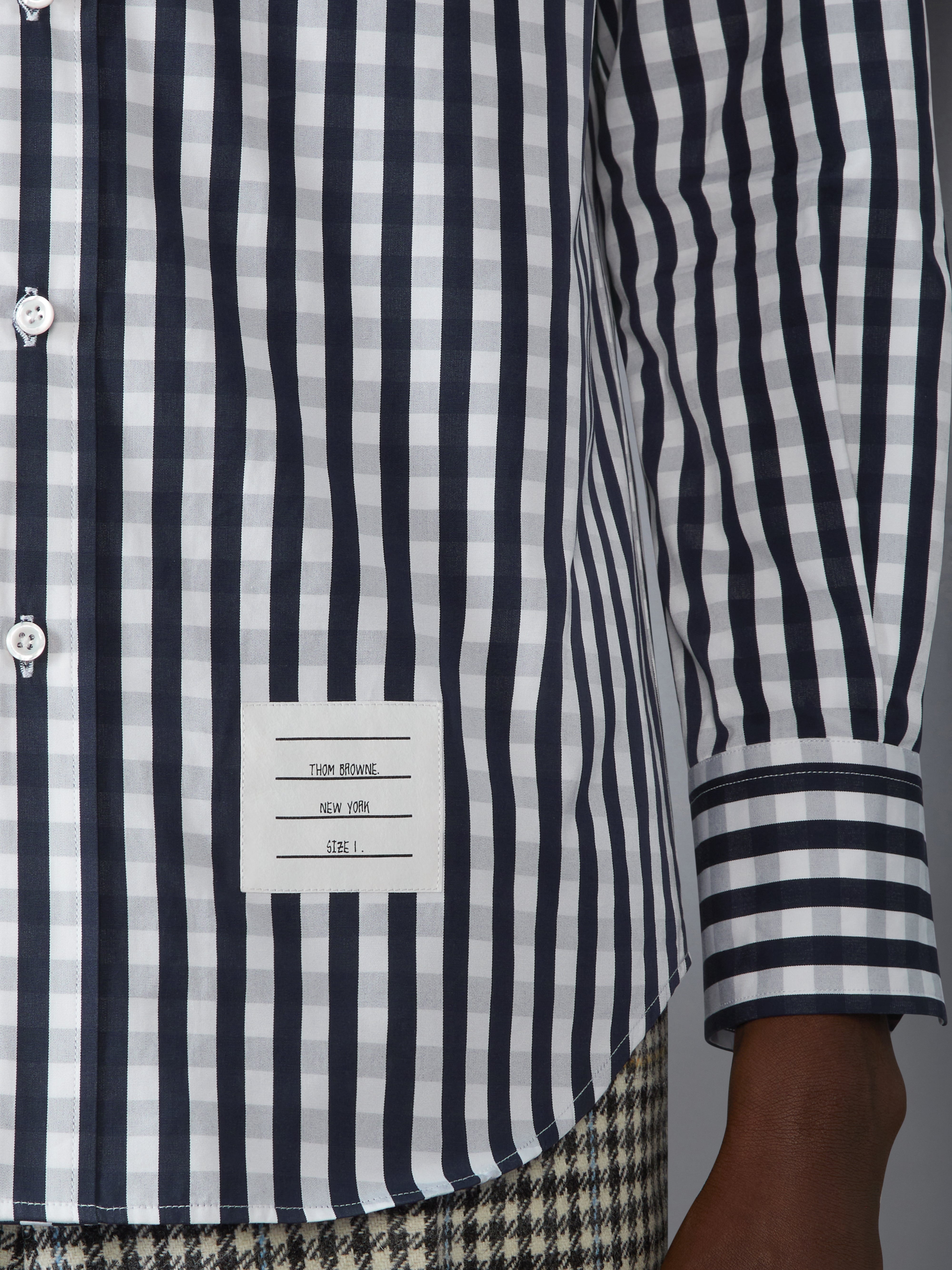 GINGHAM CHECK POPLIN ARMBAND SHIRT - 7