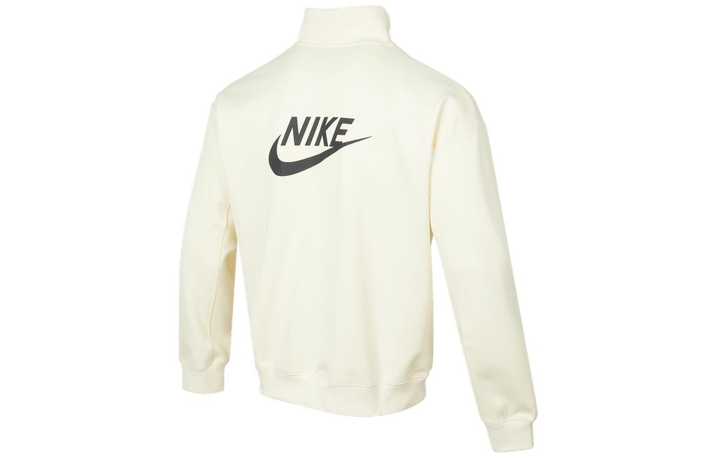 Men's Nike Casual Logo Printing Half Zipper High Collar Pullover Autumn White DQ4238-113 - 2