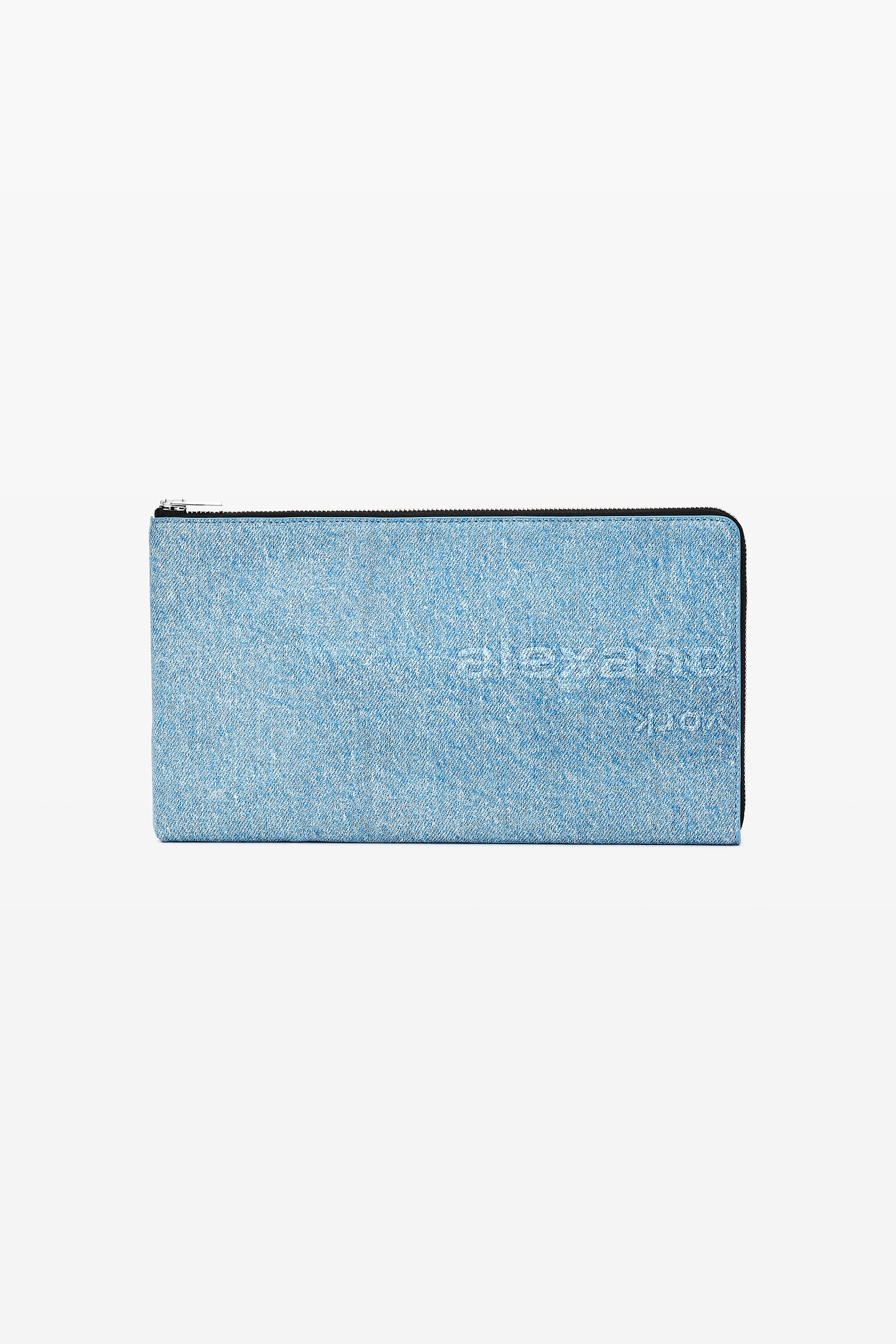 zip pouch in trompe- l'oeil leather - 1