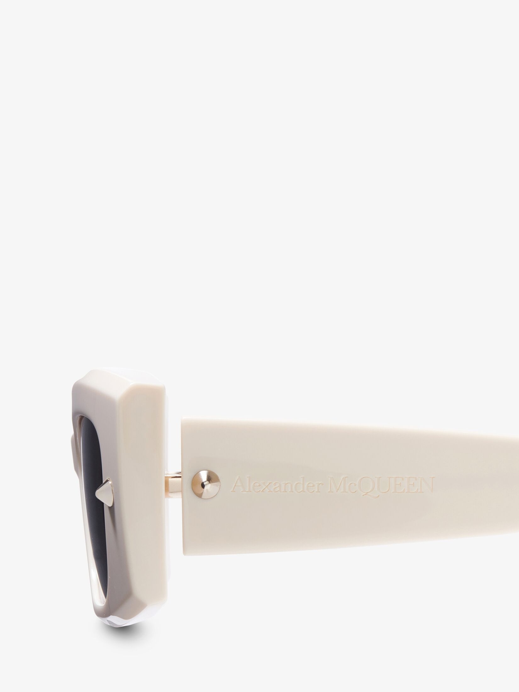 Spike Studs Rectangular Sunglasses in Ivory/smoke - 4
