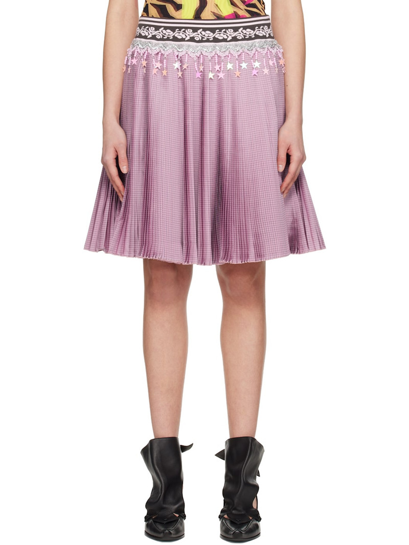 Pink Stacey Knitted Pleated Midi Skirt 1