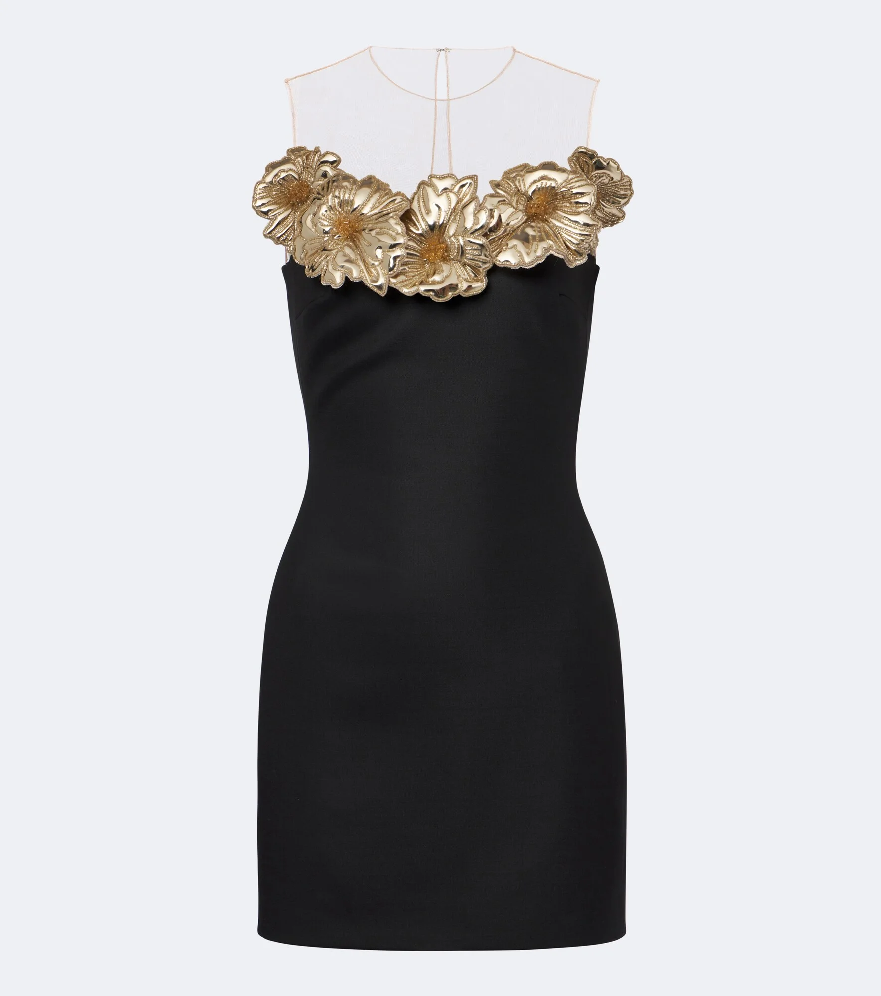 Embellished floral-appliqué minidress - 1
