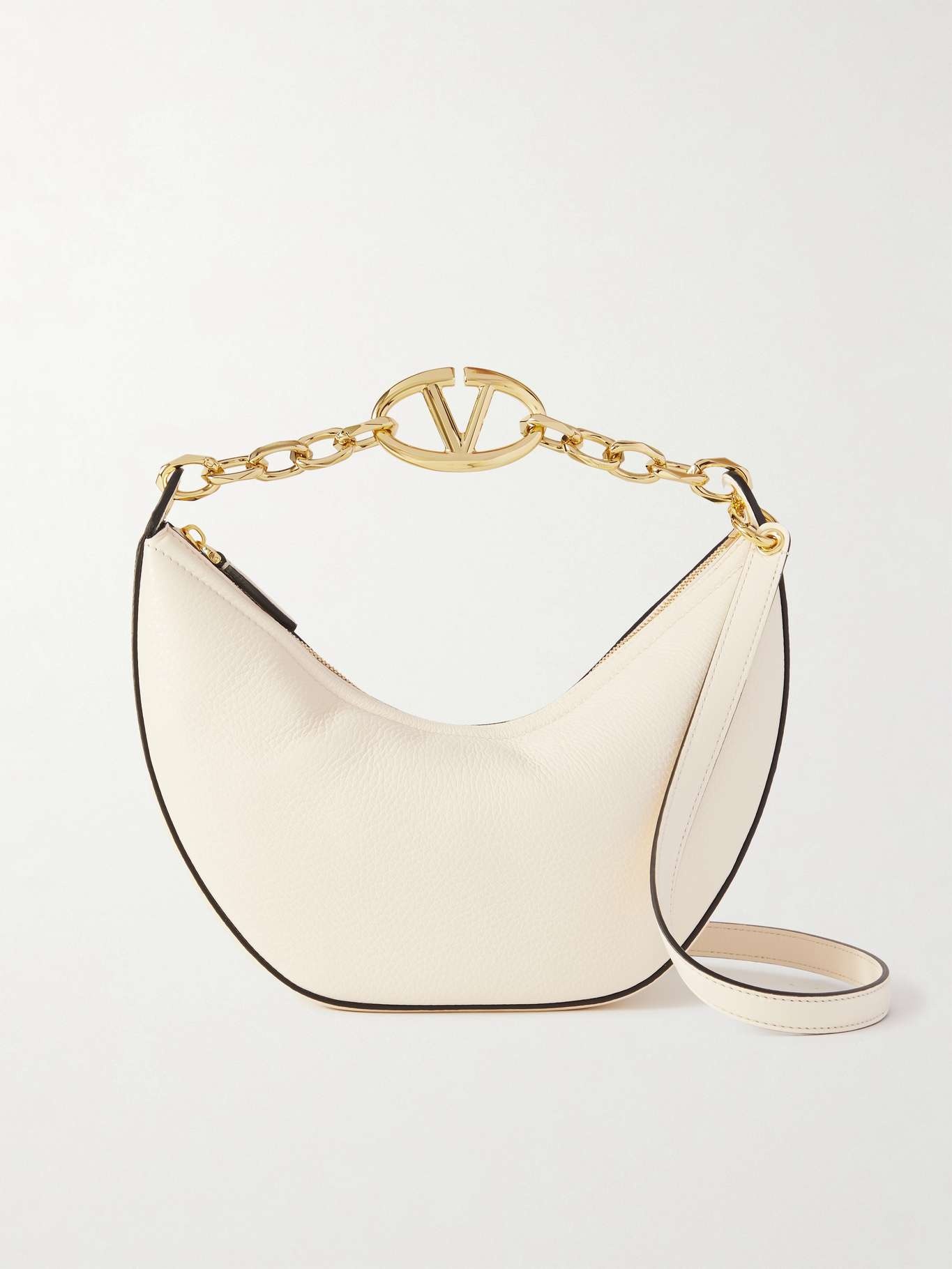 VLOGO small textured-leather shoulder bag - 1