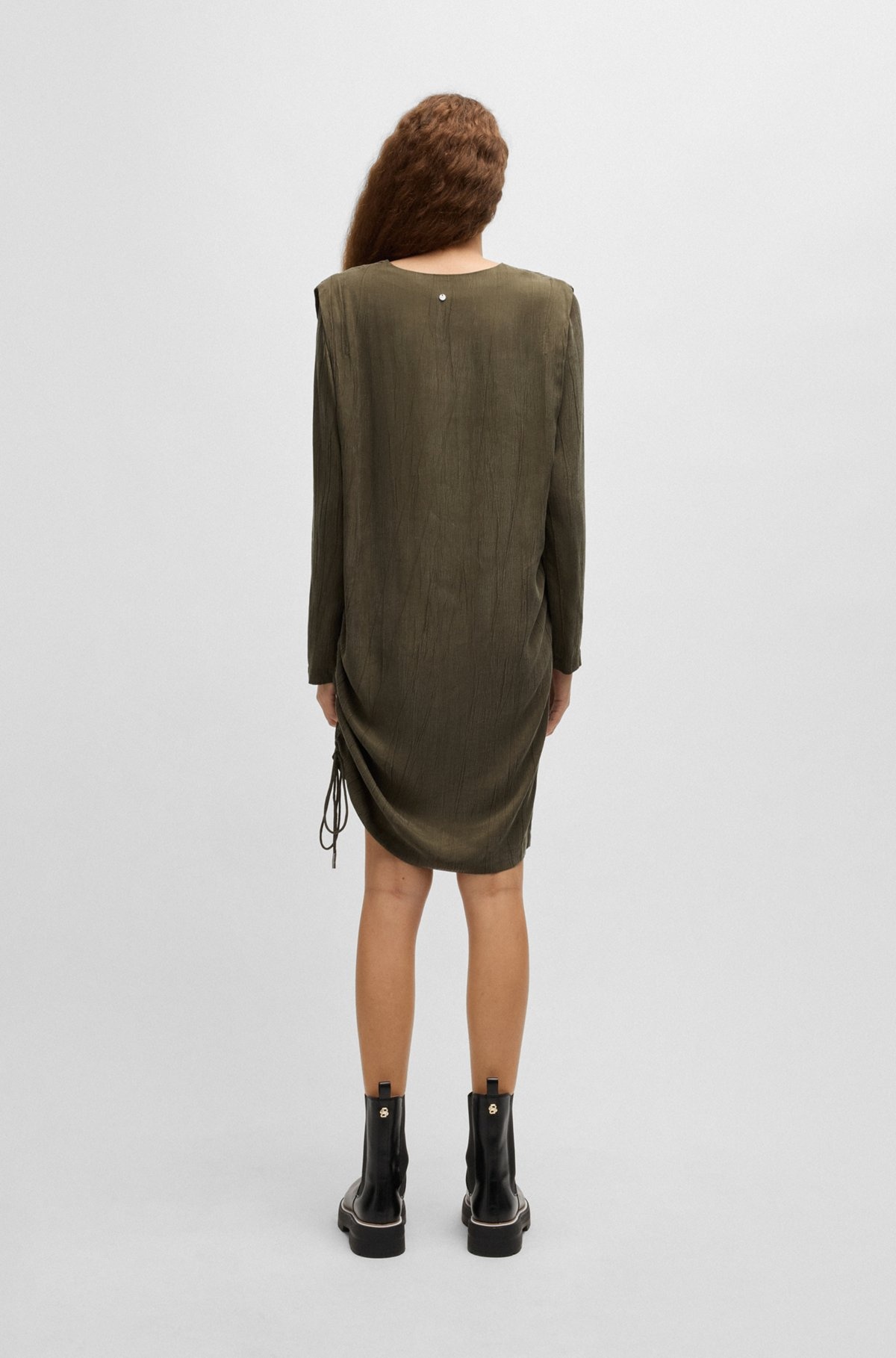 V-NECK MIDI DRESS WITH DRAWCORD DETAIL - 4