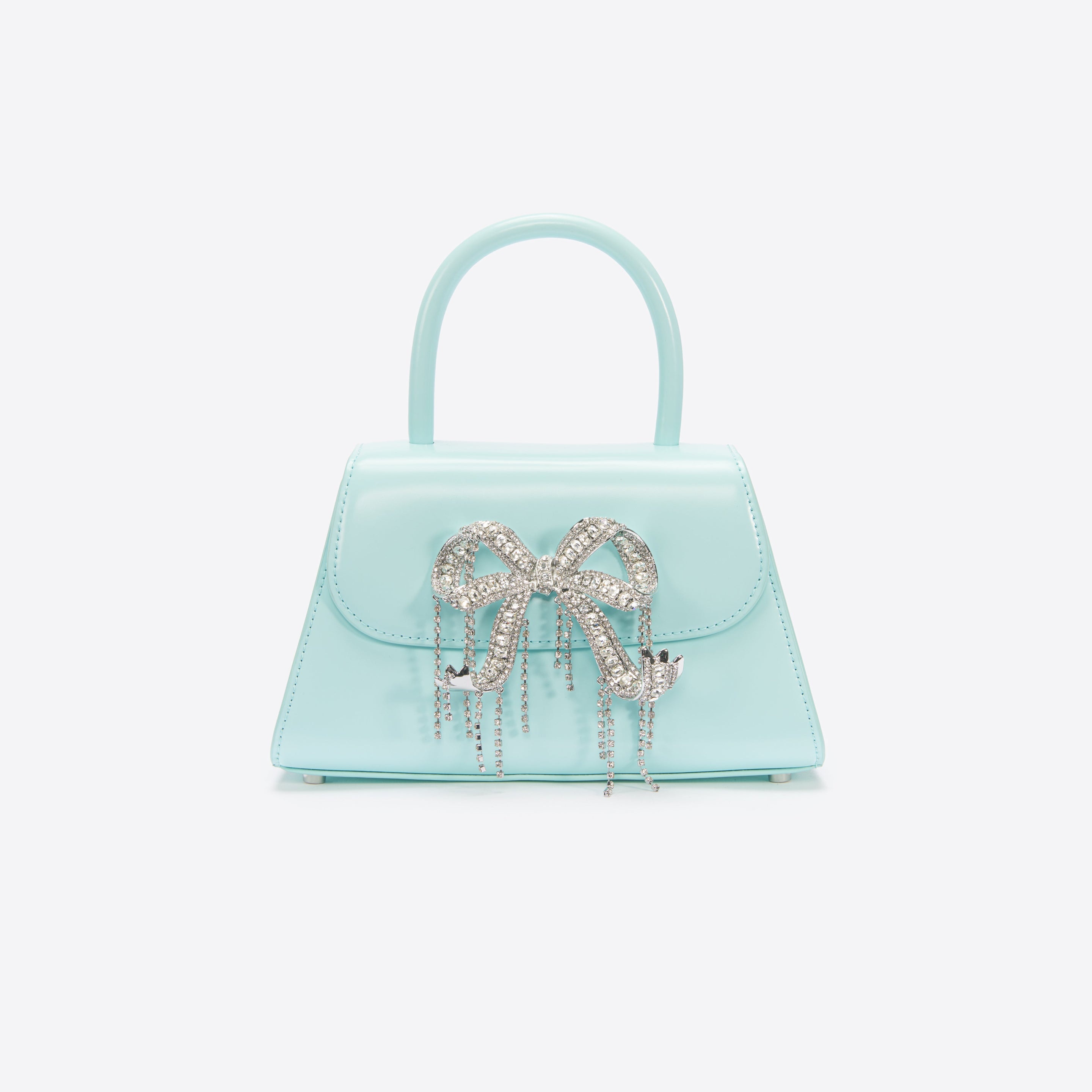 Blue Leather Mini Bow Bag - 1