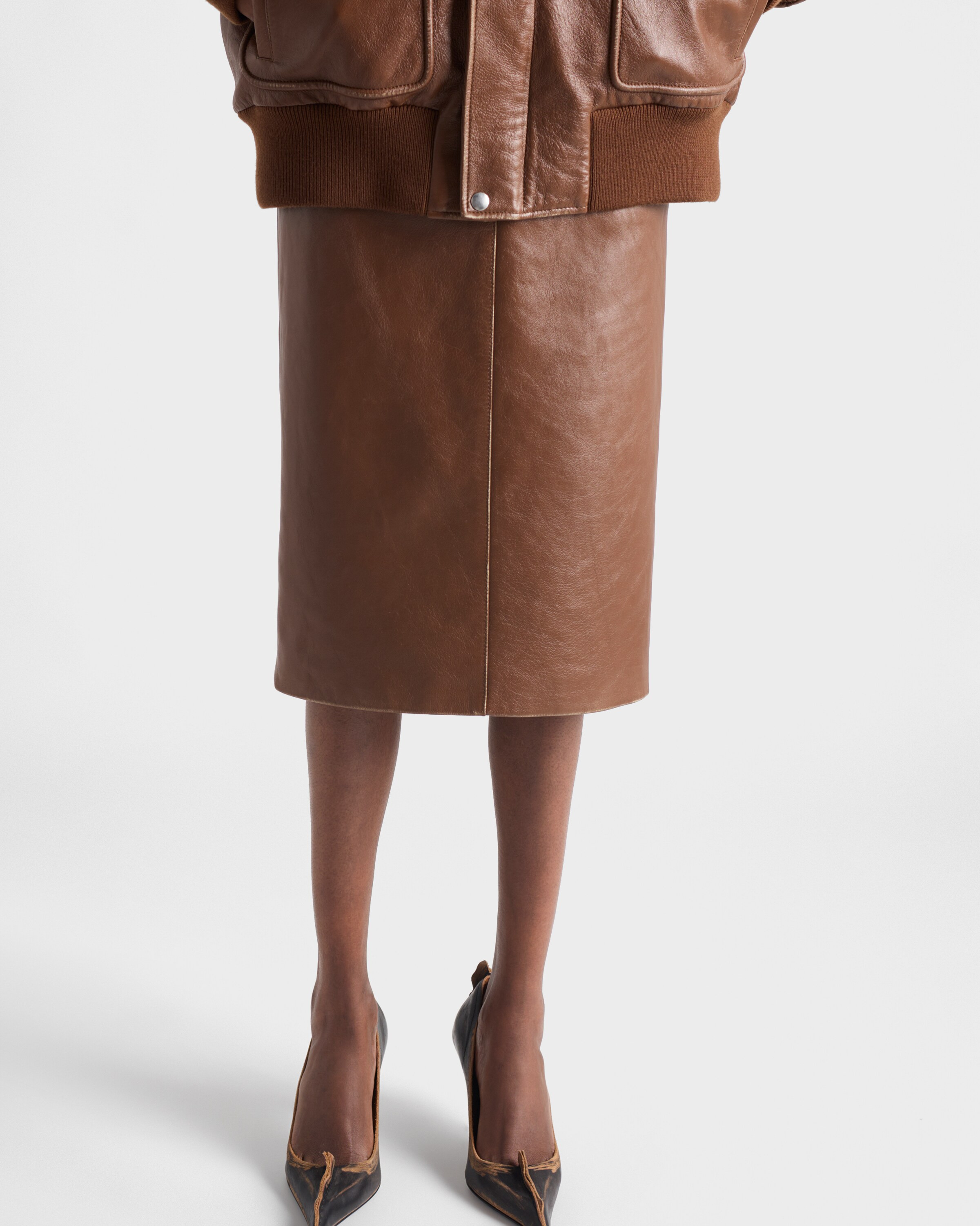 Nappa leather pencil skirt - 4