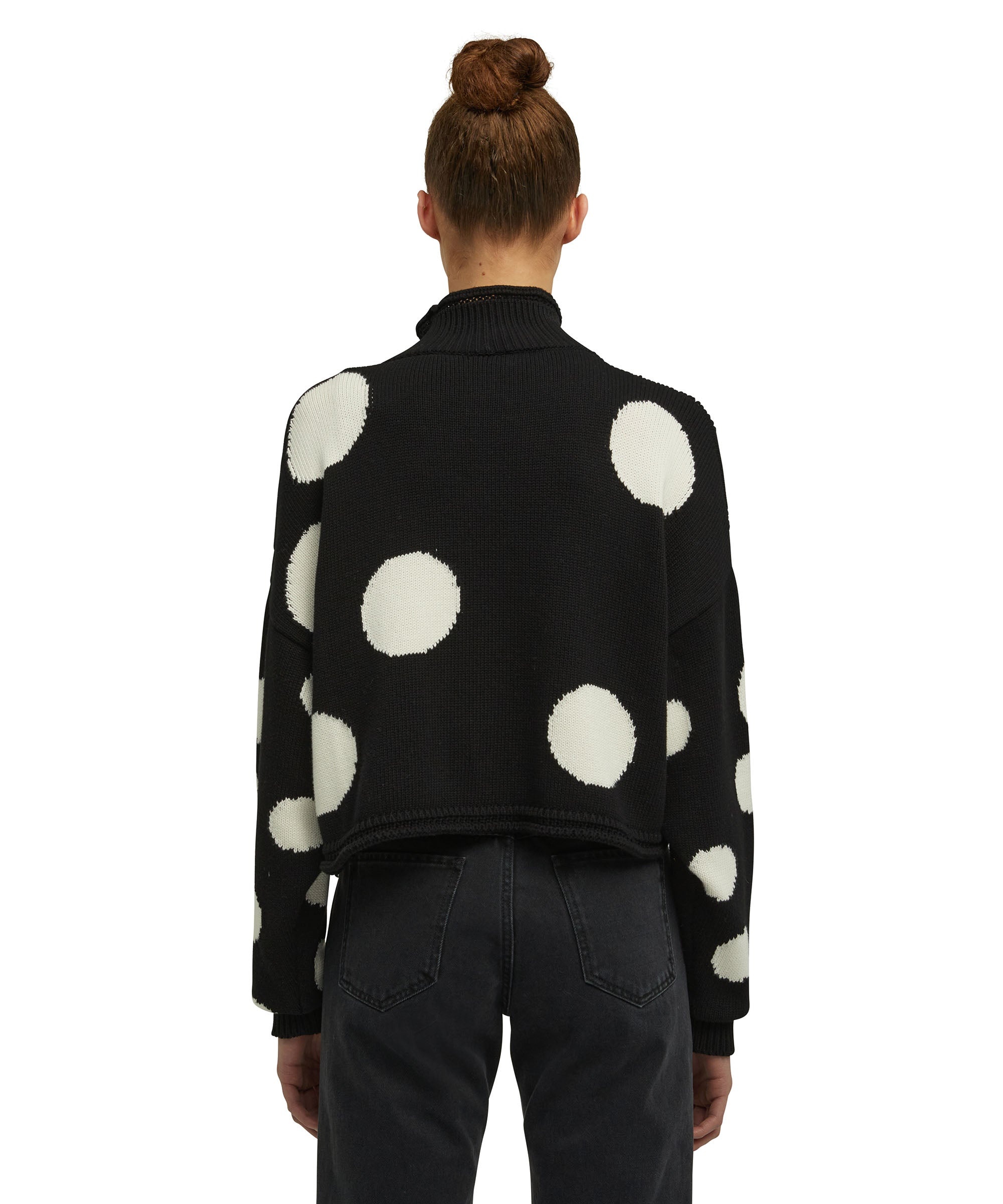 Cotton turtleneck sweater with high Macro Polka Dots - 4