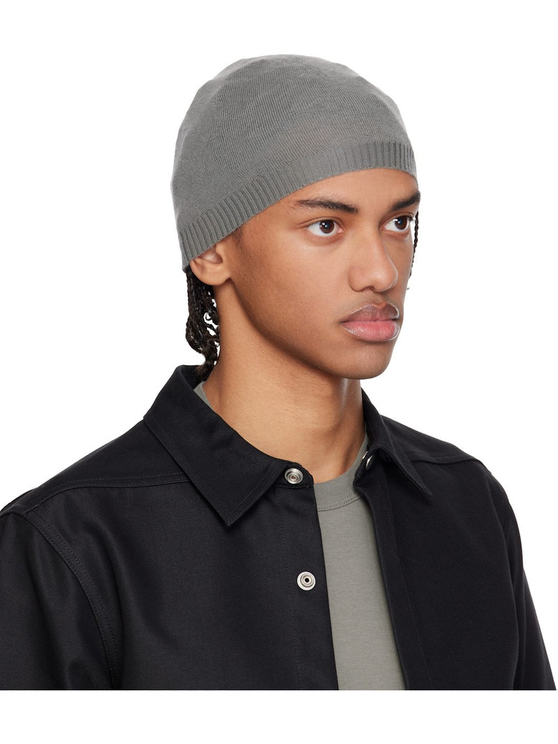 Rick Owens Gray Temple Rasato Knit Beanie outlook