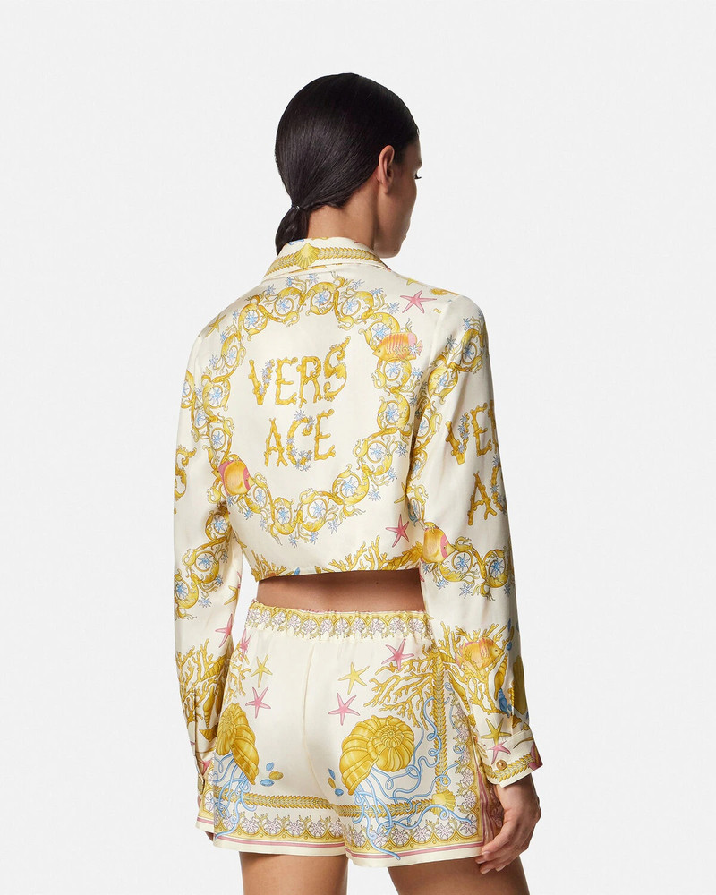 Underwater Barocco Knotted Crop Silk Shirt 5